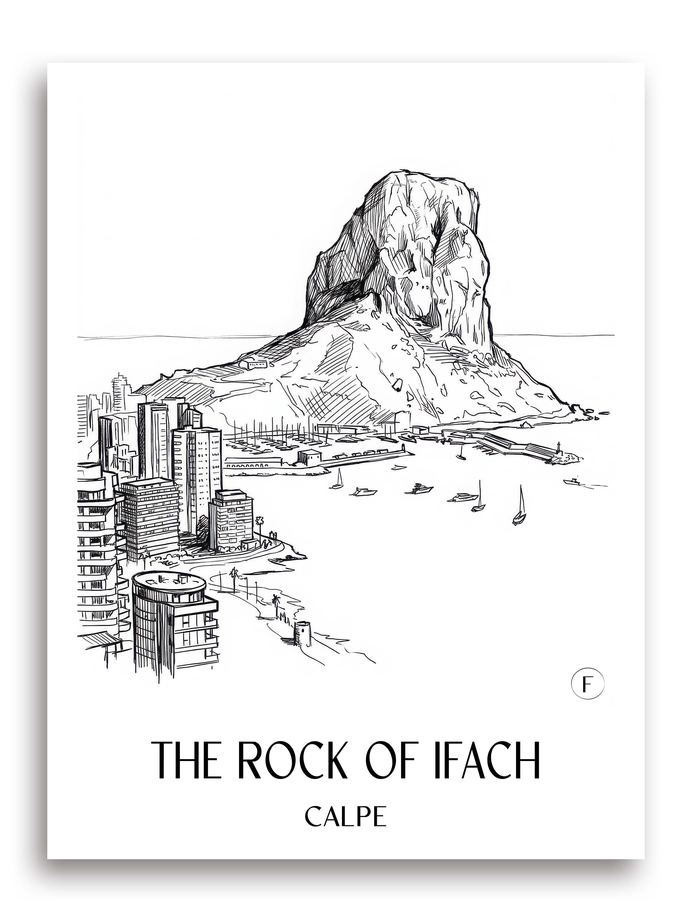 Peñón de Ifach Poster - Calpe - Spanien Kunstdruck - Skizze von A4 bis A1 - favplace