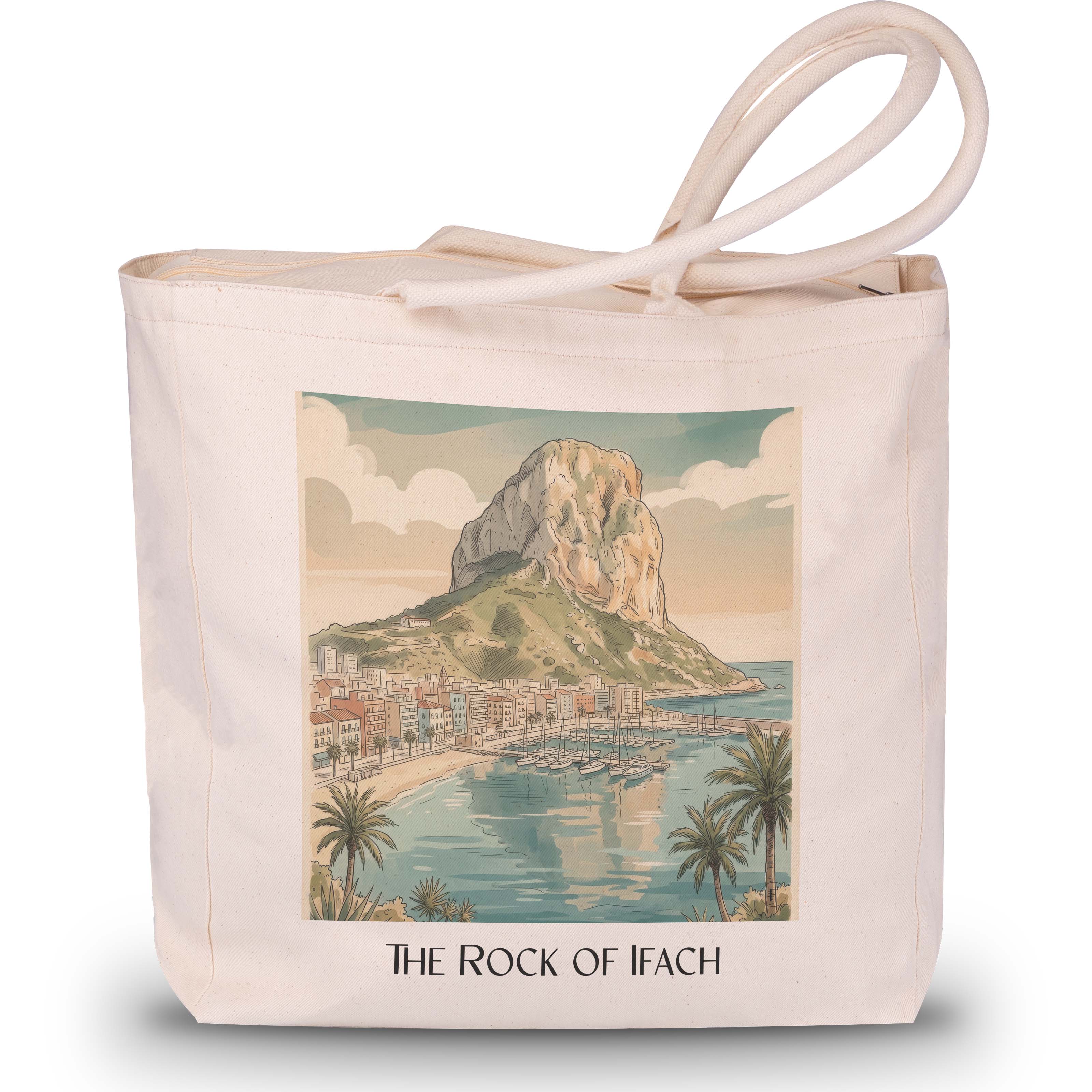 Peñón de Ifach Shopping Tasche - Calpe - Spanien Tote Bag - Einkaufstasche im Aquarell Stil - favplace