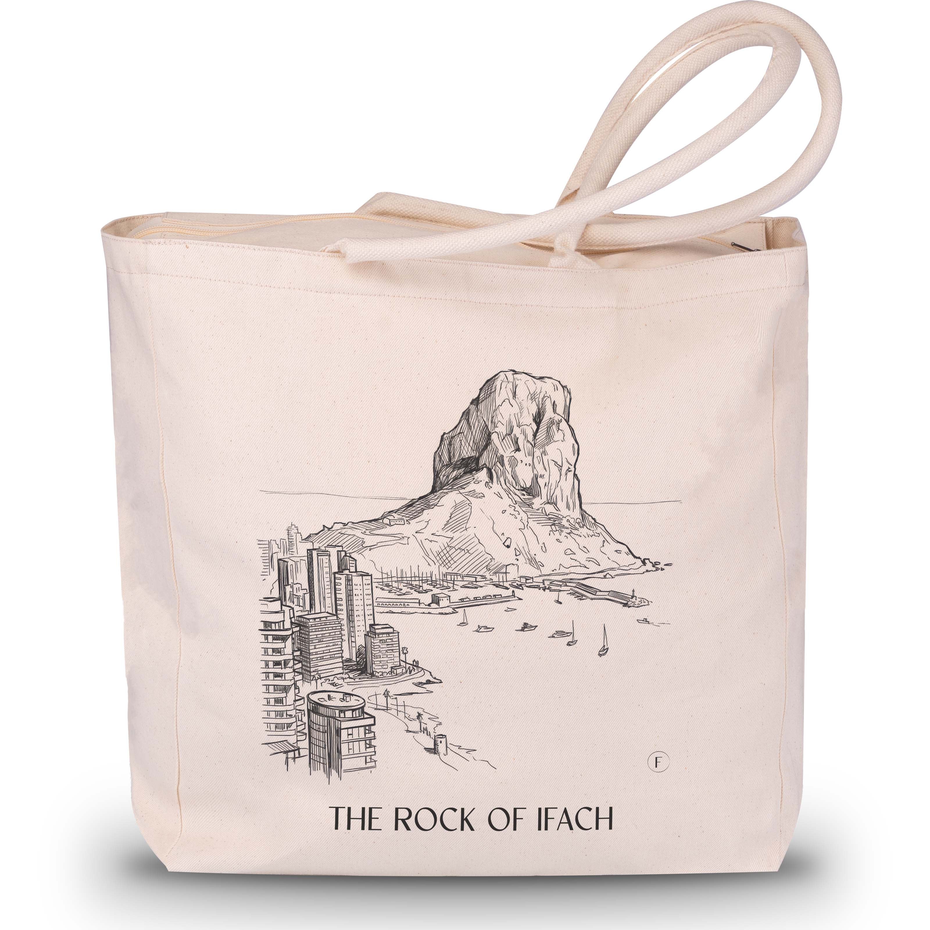 Peñón de Ifach Shopping Tasche - Calpe - Spanien Tote Bag - Einkaufstasche im Skizze Stil - favplace