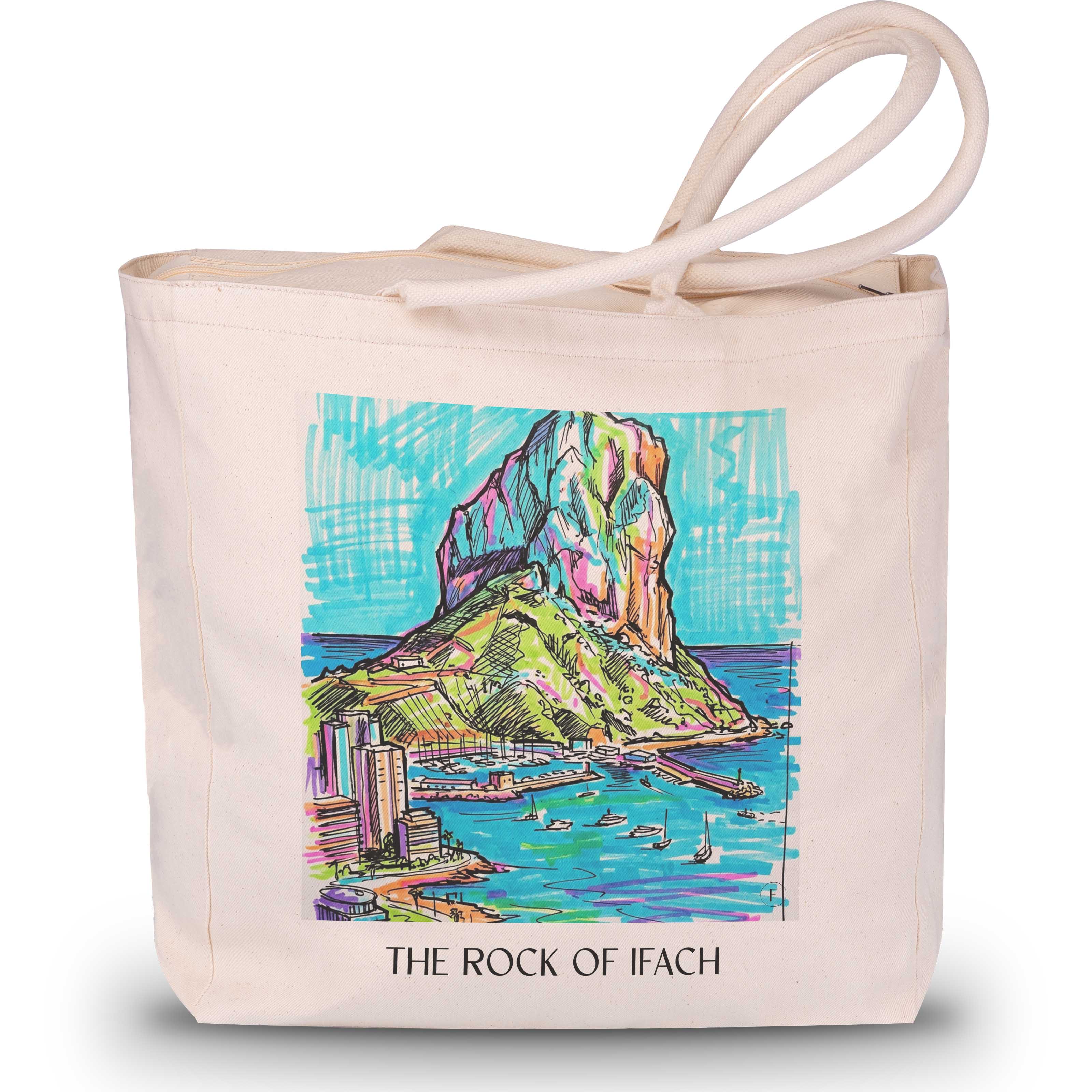 Peñón de Ifach Shopping Tasche - Calpe - Spanien Tote Bag - Einkaufstasche im Tag Graffiti Stil - favplace