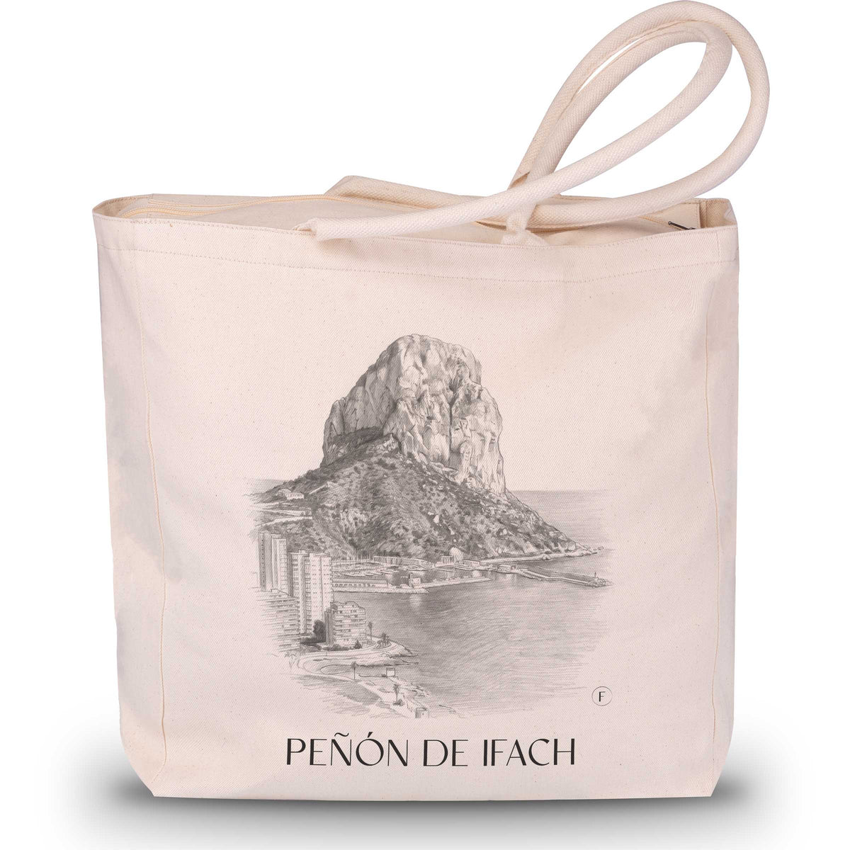 Peñón de Ifach Shopping Tasche - Calpe - Spanien Tote Bag - Einkaufstasche im Zeichnung Stil - favplace