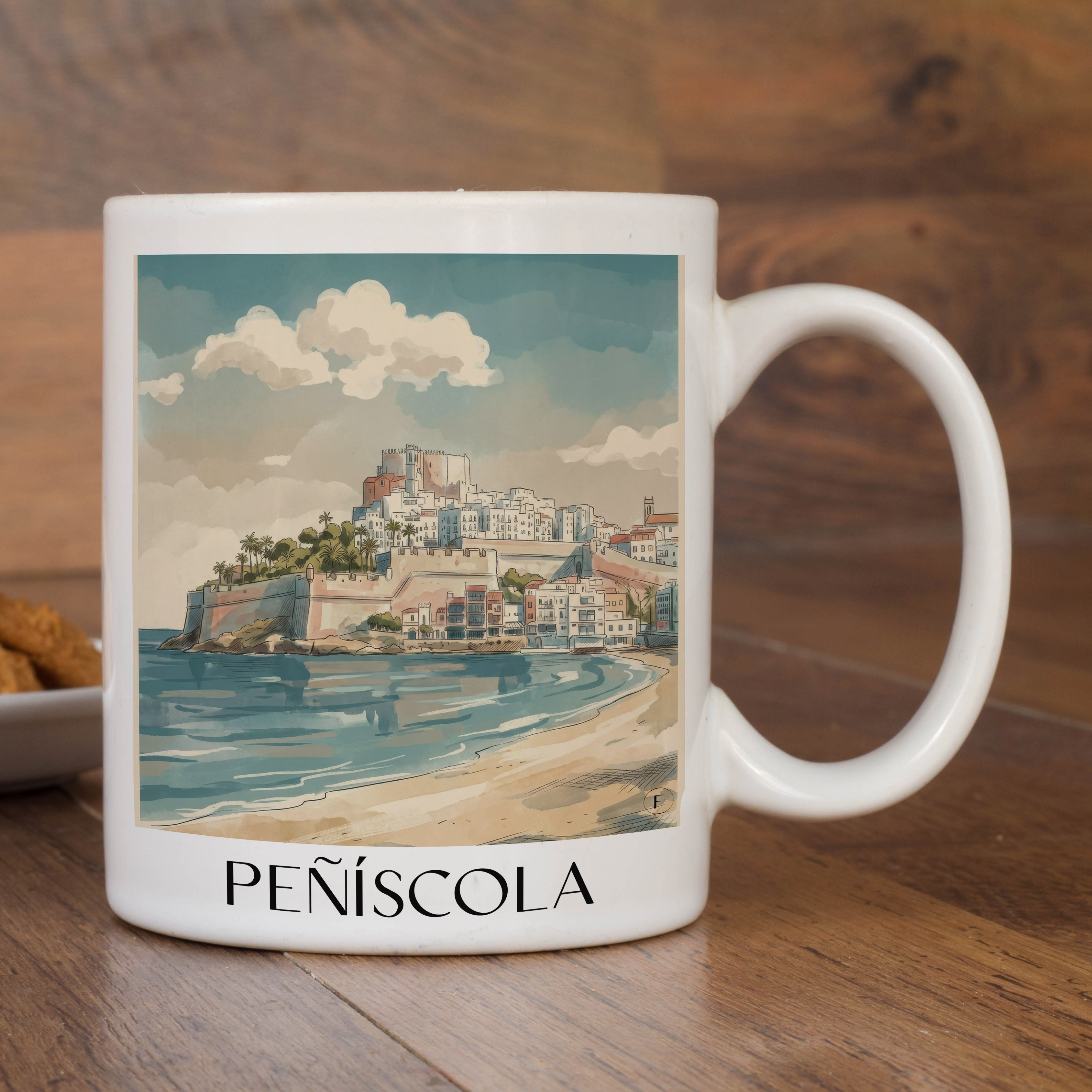 peñíscola-spanien-spanien-kaffeebecher-aquarell