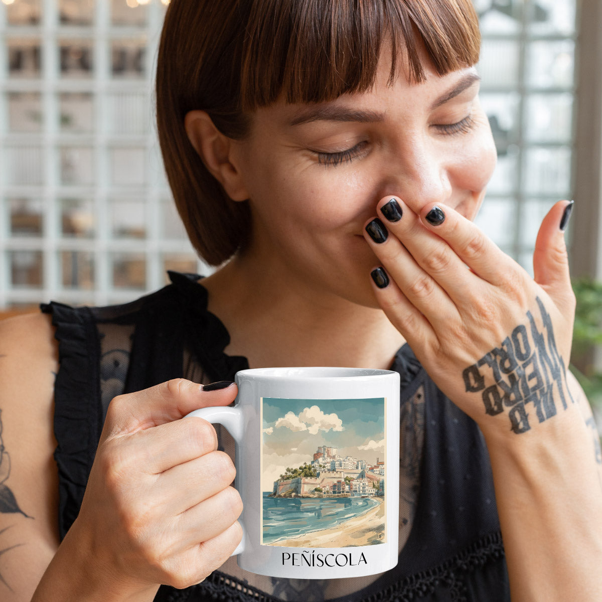 peñíscola-spanien-spanien-kaffeebecher-aquarell