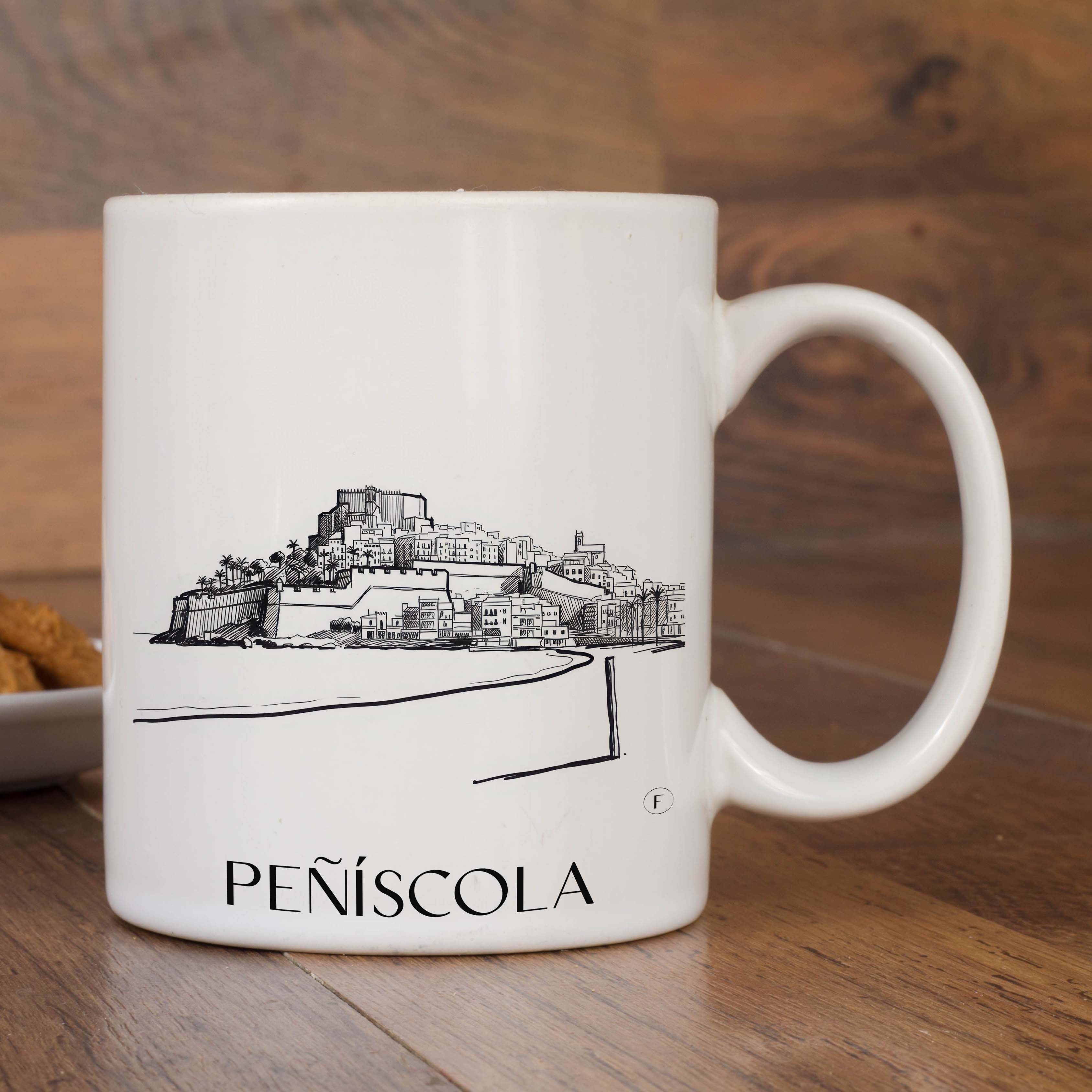 peñíscola-spanien-spanien-kaffeebecher-skizze