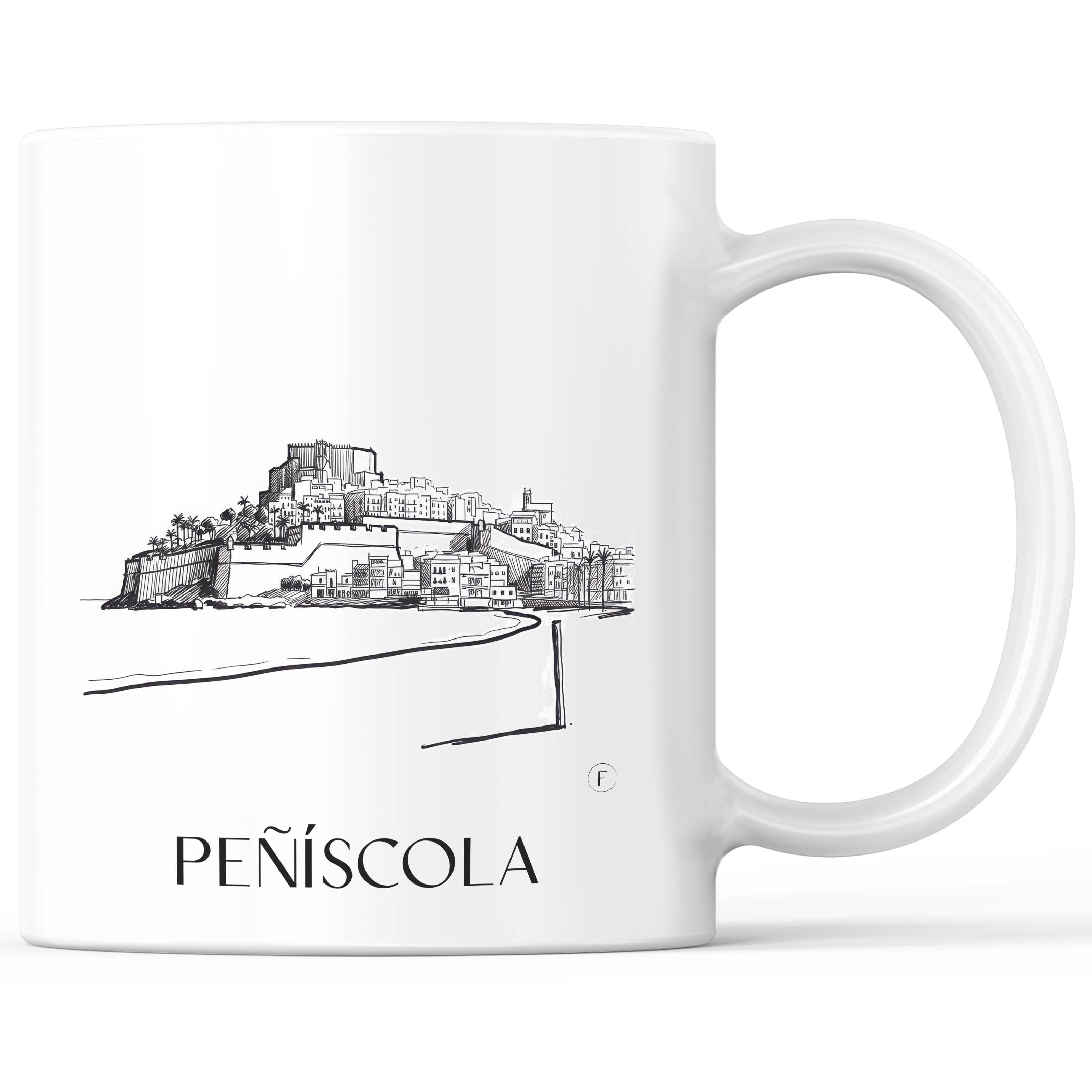 Peñíscola Kaffeebecher - Spanien - Spanien Becher - Kaffeetasse im Skizze Stil - favplace