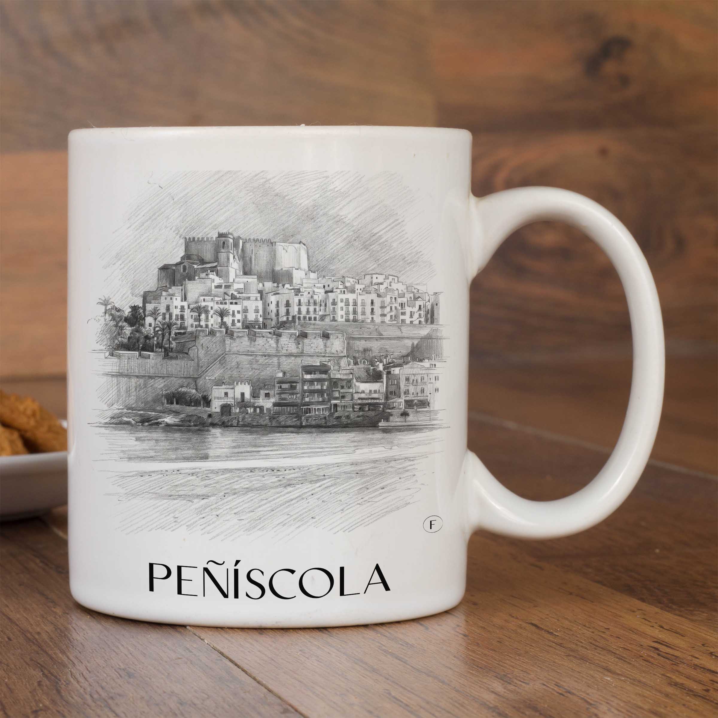 peñíscola-spanien-spanien-kaffeebecher-bleistift-zeichnung-drawing