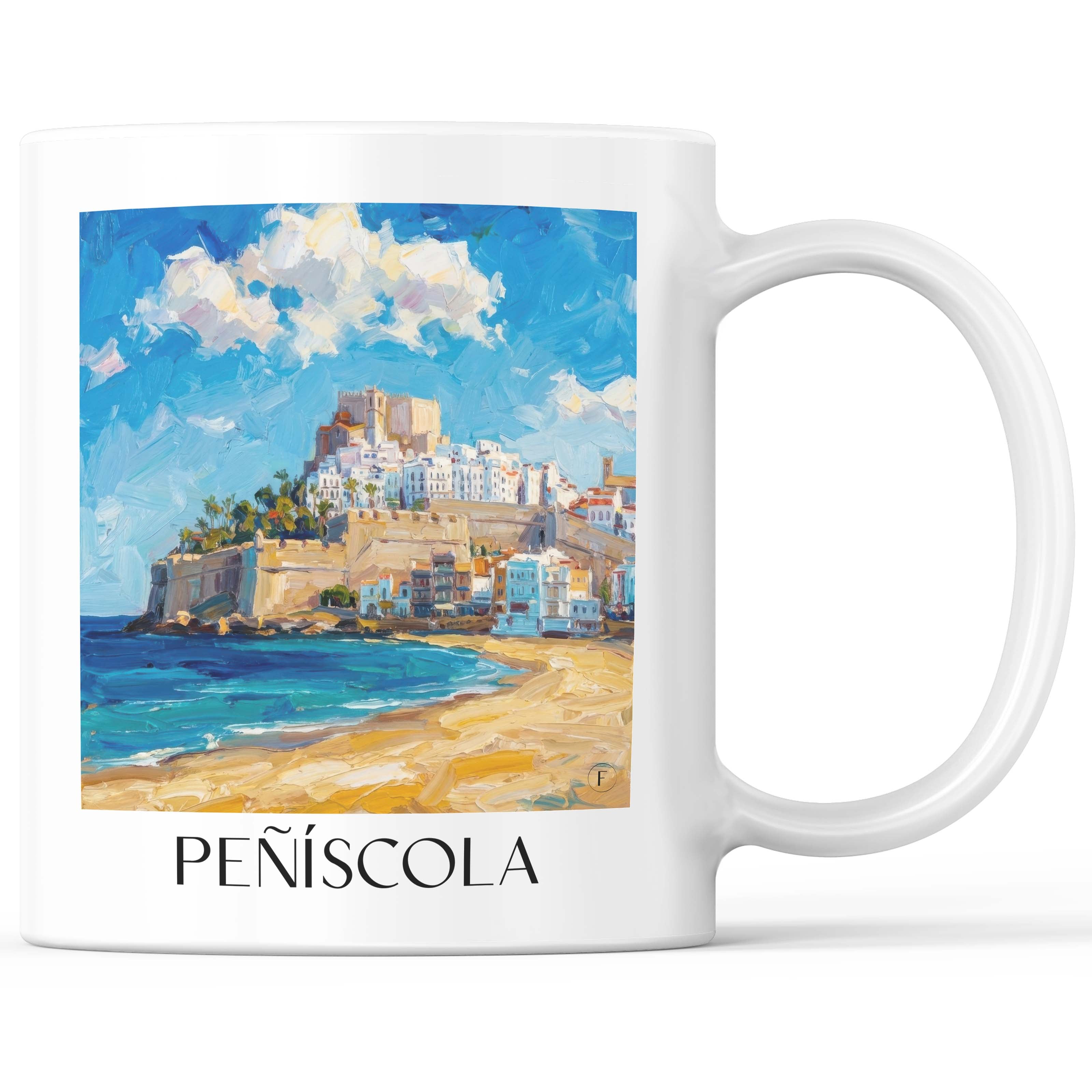 Peñíscola Kaffeebecher - Spanien - Spanien Becher - Kaffeetasse im Ölgemälde Stil - favplace