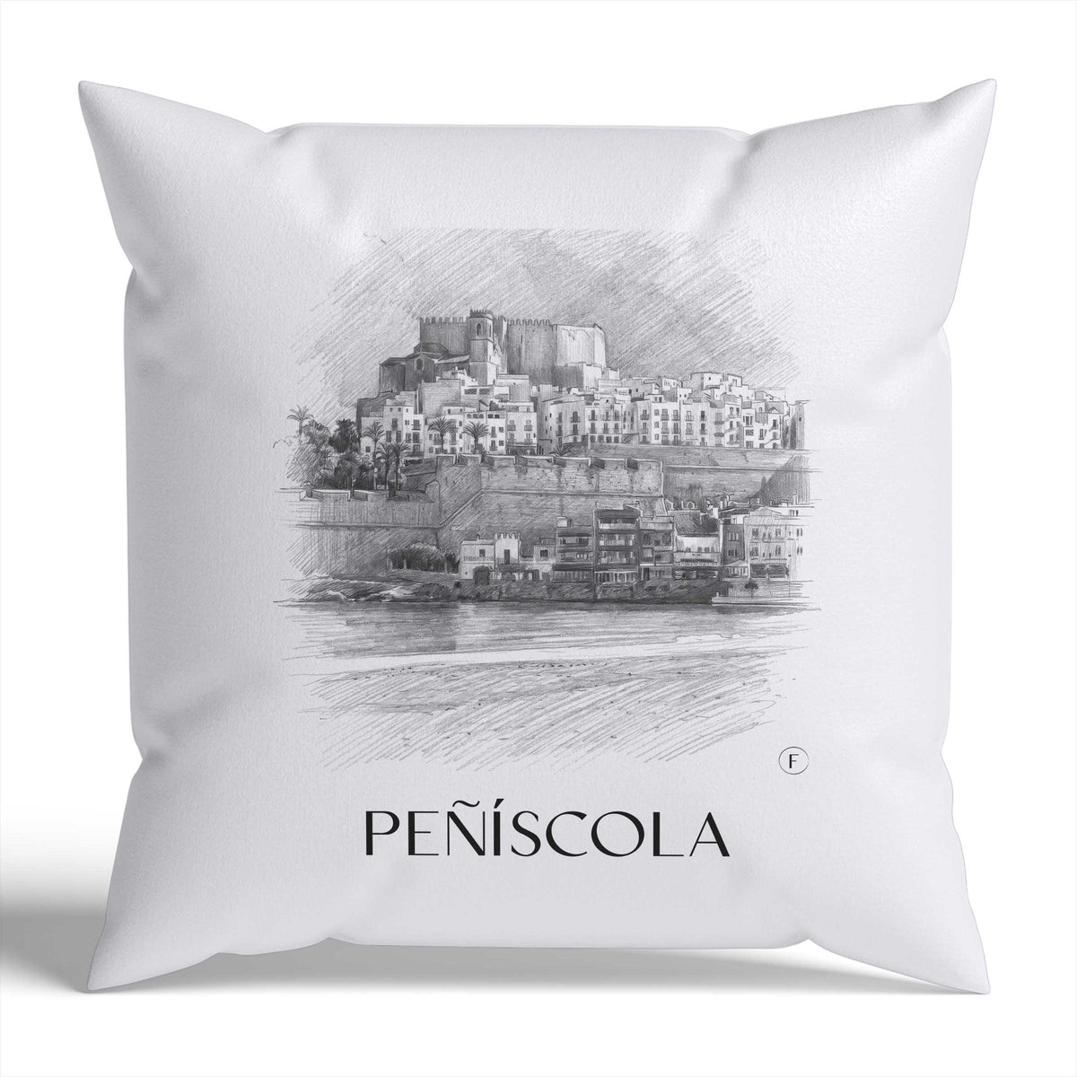 Peñíscola Kissenhülle - Zierkissen Bezug - Spanien - Spanien Kissen bzw. Kissenbezug im Zeichnung Stil - favplace