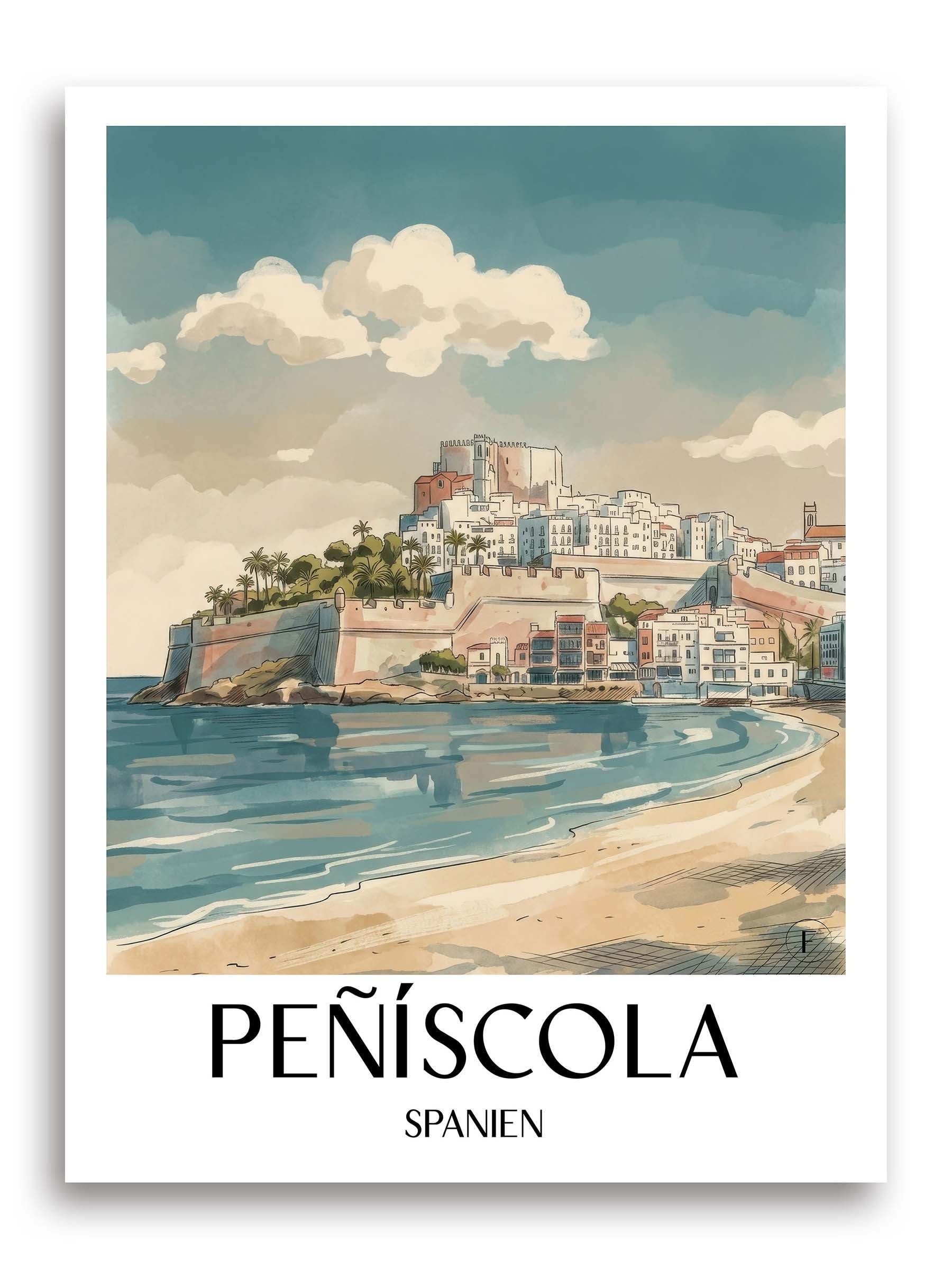 peñíscola-spanien-spanien-poster-aquarell