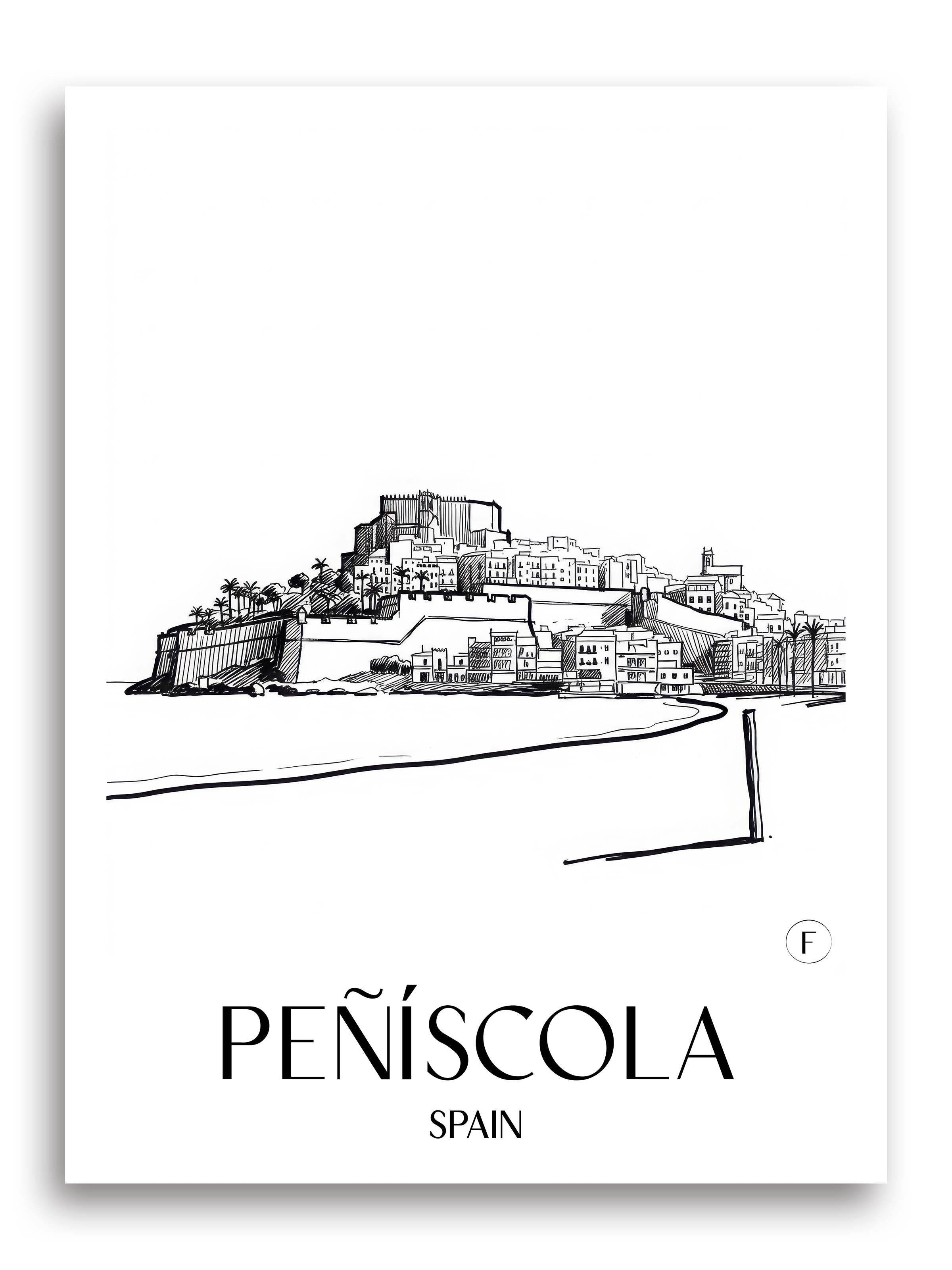 Peñíscola Poster - Spanien - Spanien Kunstdruck - Skizze von A4 bis A1 - favplace