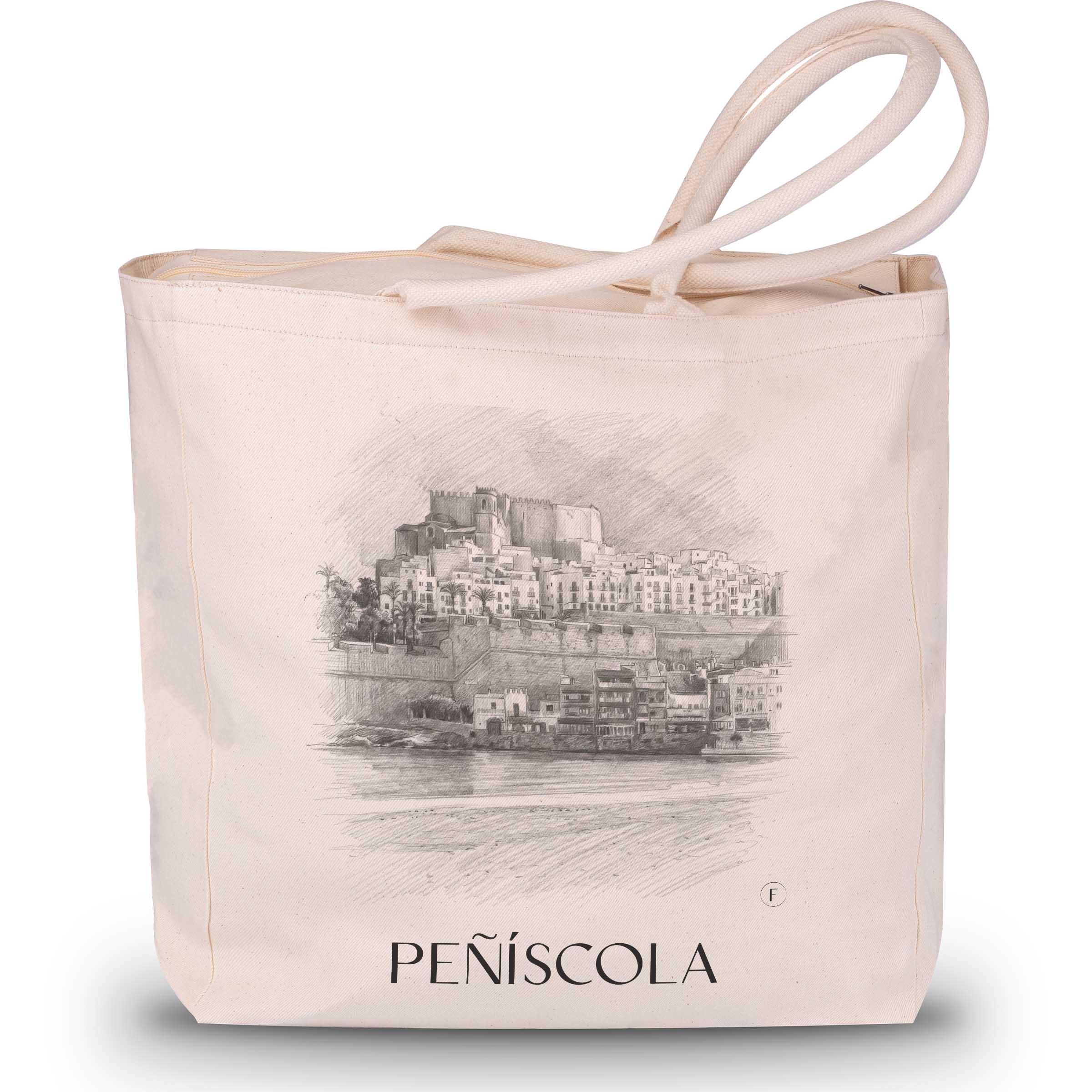 peñíscola-spanien-spanien-einkaufstasche-bleistift-zeichnung-drawing