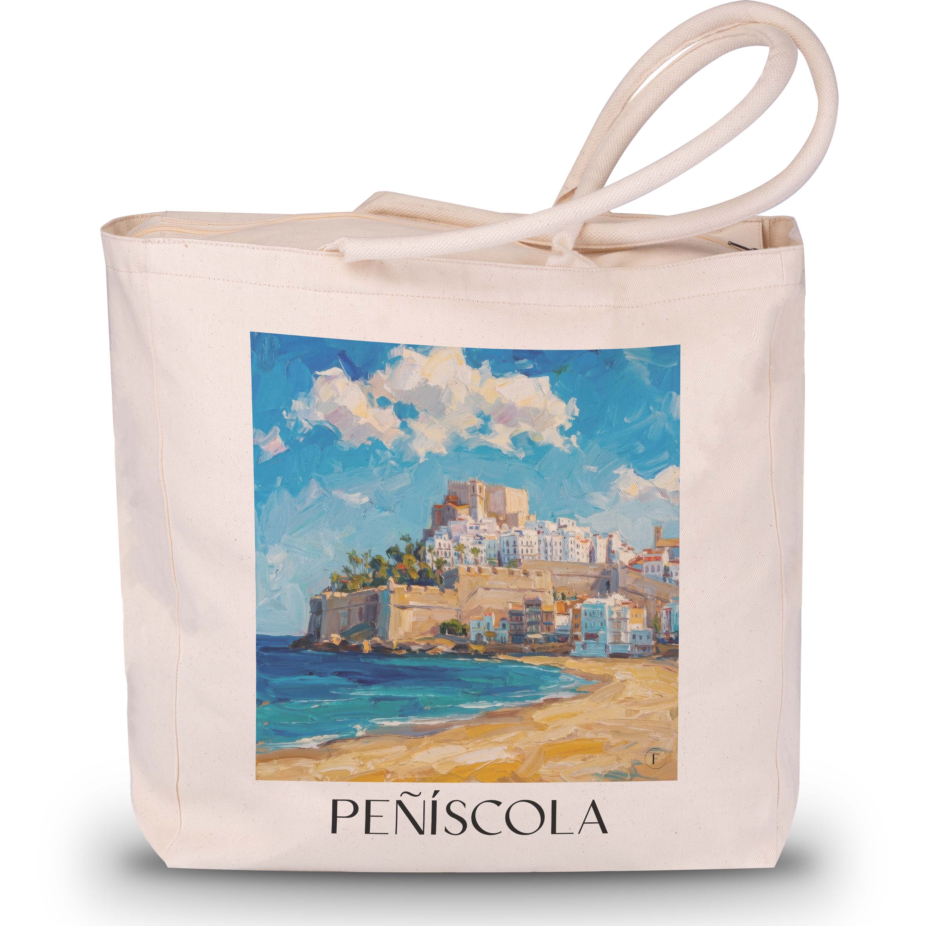 Peñíscola Shopping Tasche - Spanien - Spanien Tote Bag - Einkaufstasche im Ölgemälde Stil - favplace