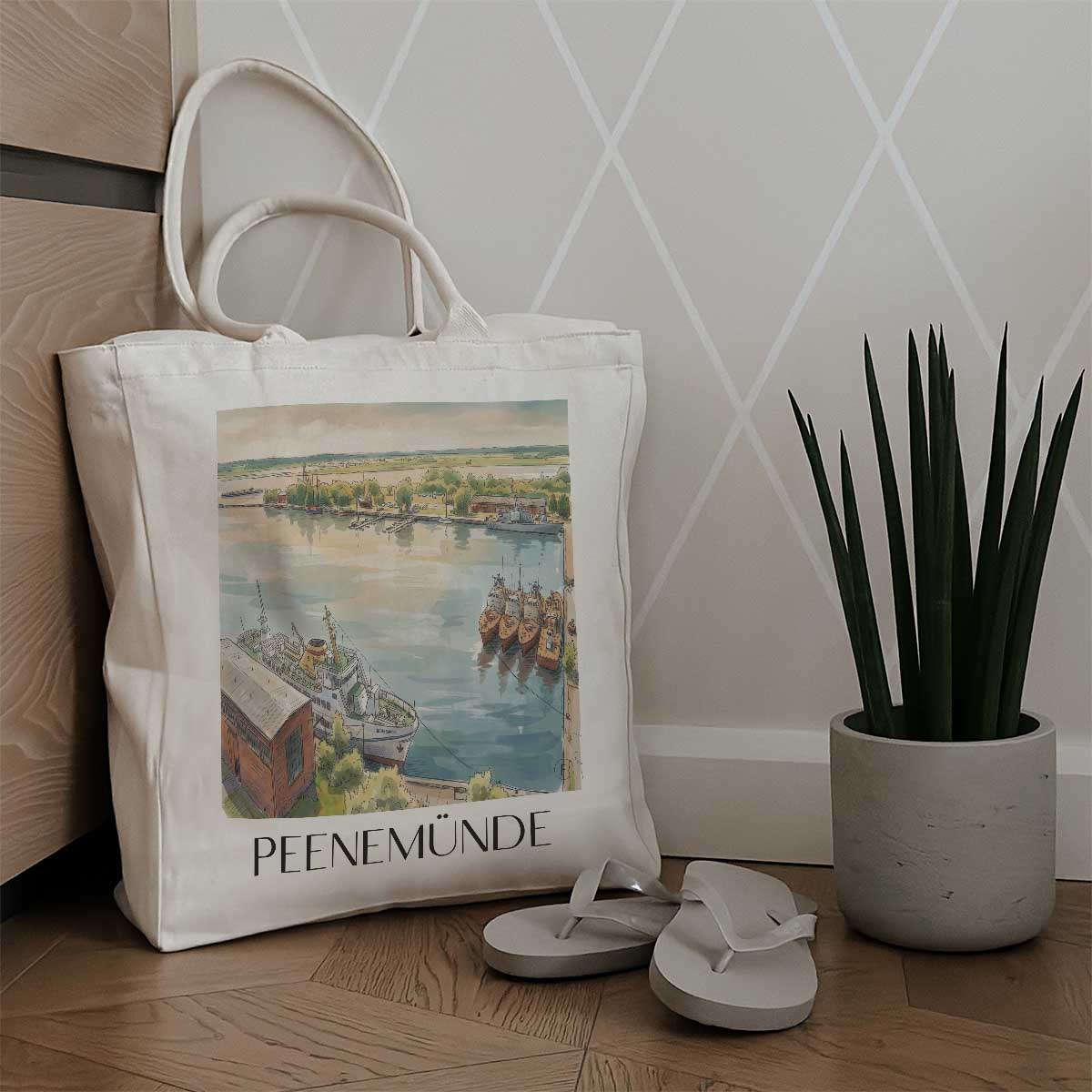 peenemünde-usedom-deutschland-einkaufstasche-aquarell