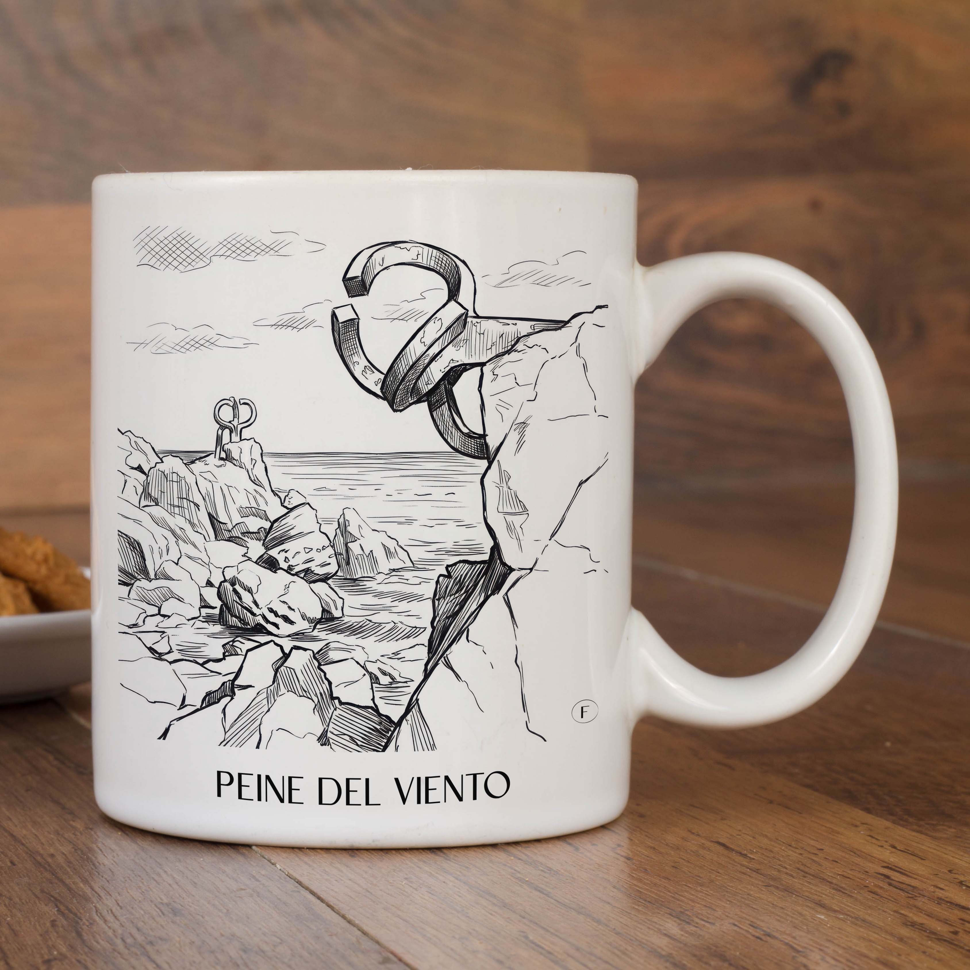 peine-del-viento-san-sebastián-spanien-kaffeebecher-skizze