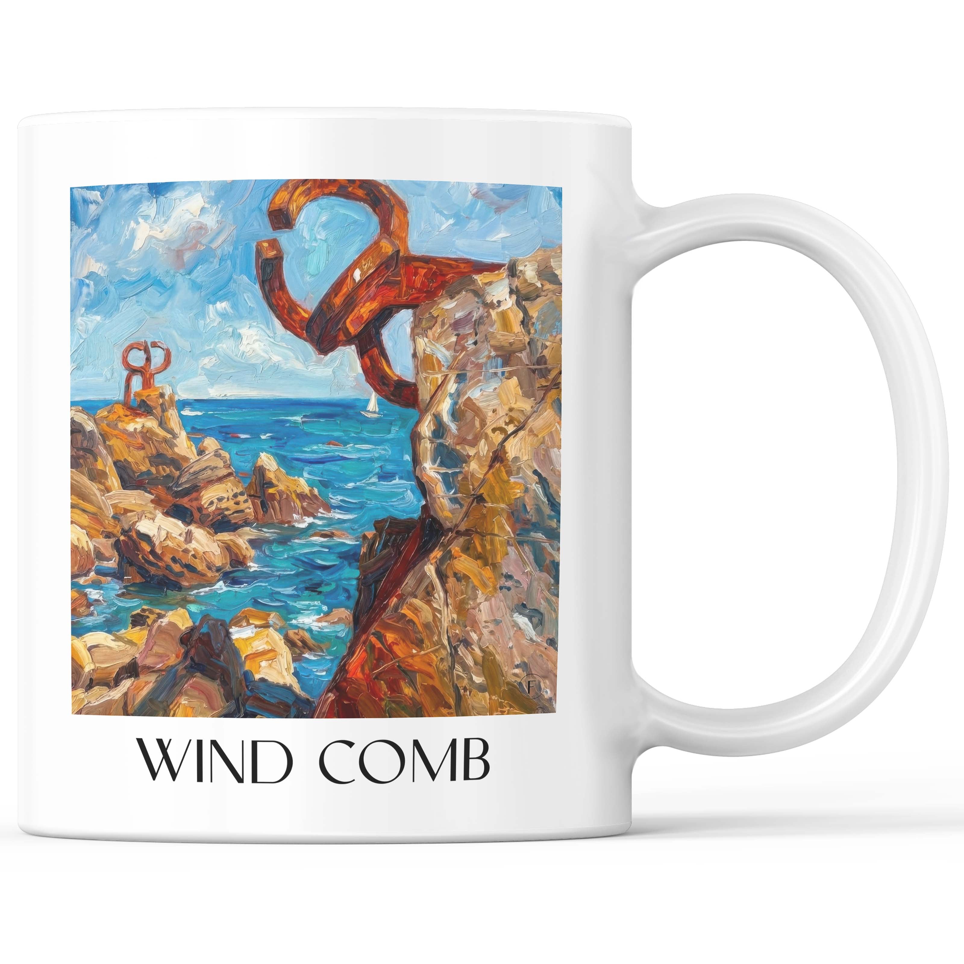 Peine del Viento Kaffeebecher - San Sebastián - Spanien Becher - Kaffeetasse im Ölgemälde Stil - favplace