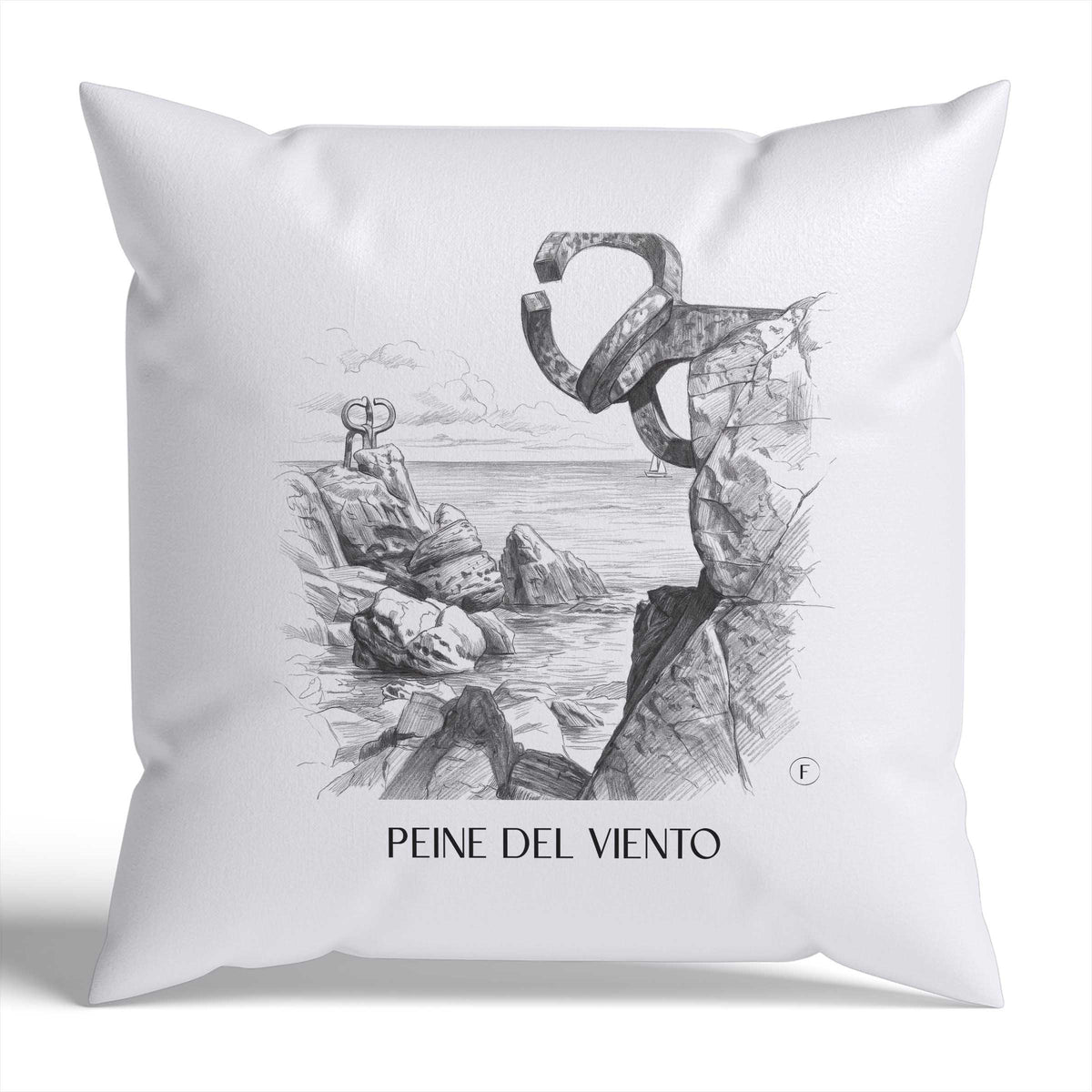 peine-del-viento-san-sebastián-spanien-kissenbezug-bleistift-zeichnung-drawing