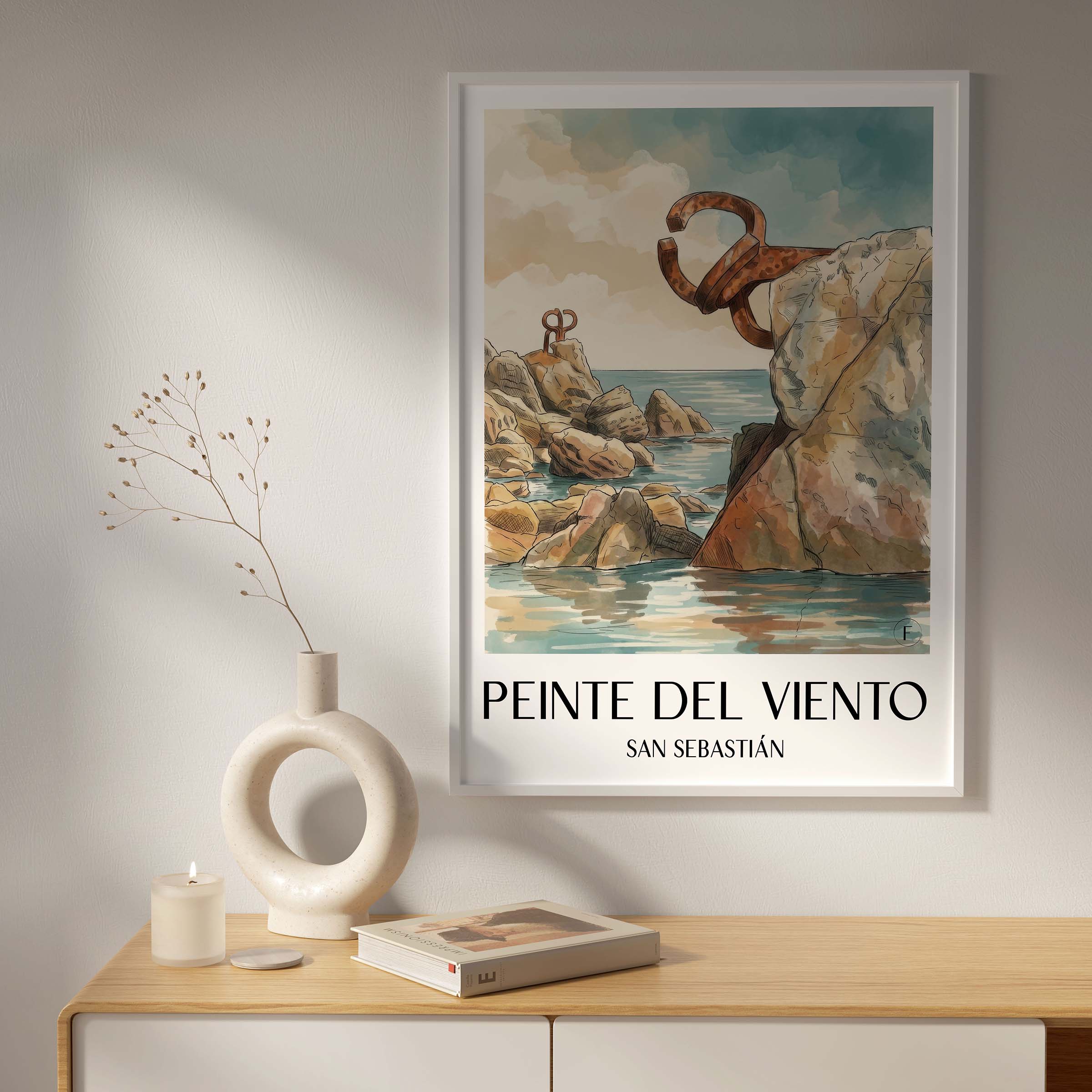 peine-del-viento-san-sebastián-spanien-poster-aquarell