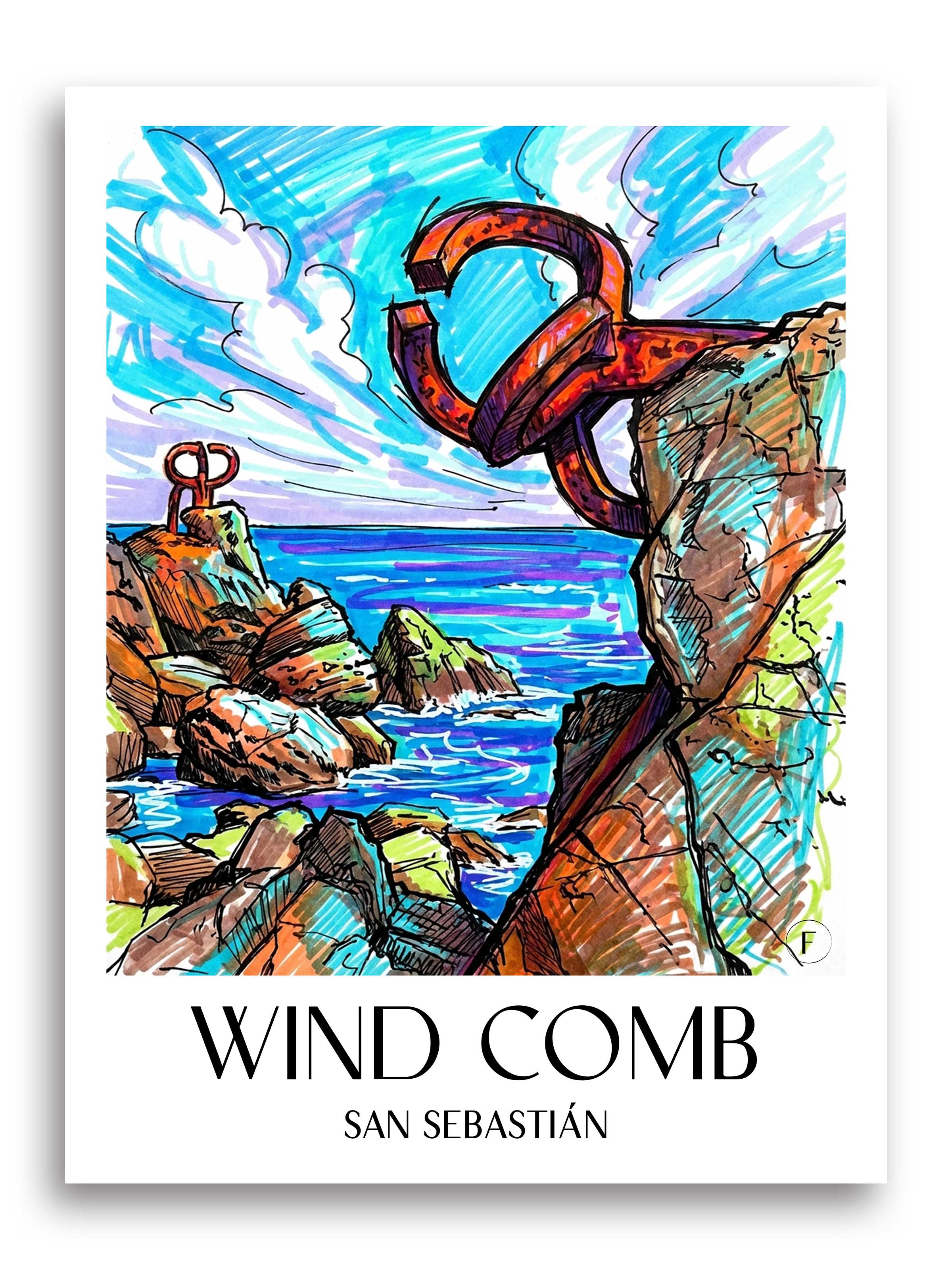 Peine del Viento Poster - San Sebastián - Spanien Kunstdruck - Tag Graffiti von A4 bis A1 - favplace