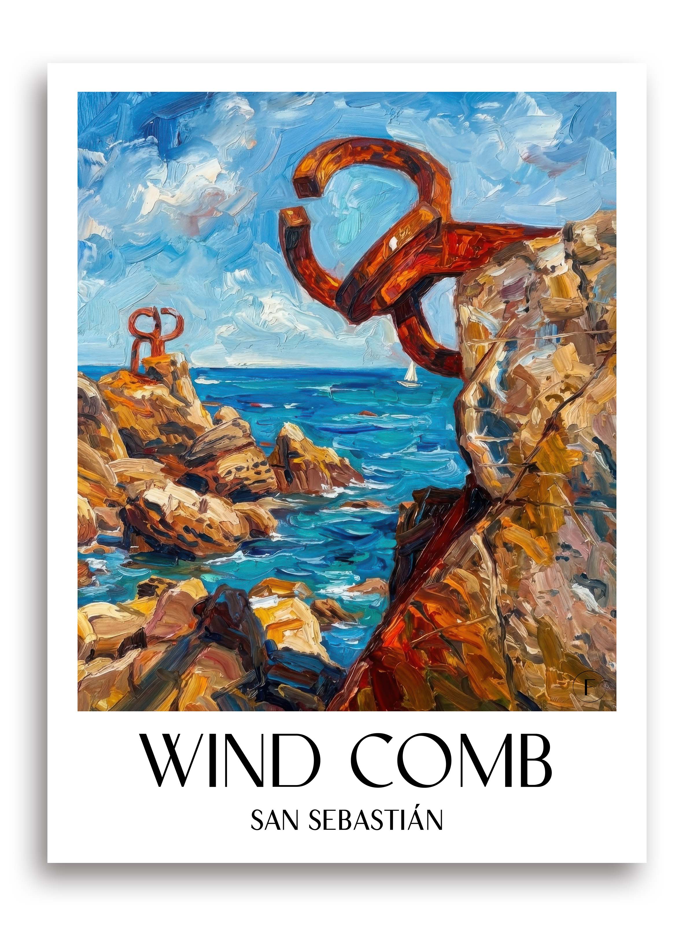 Peine del Viento Poster - San Sebastián - Spanien Kunstdruck - Ölgemälde von A4 bis A1 - favplace