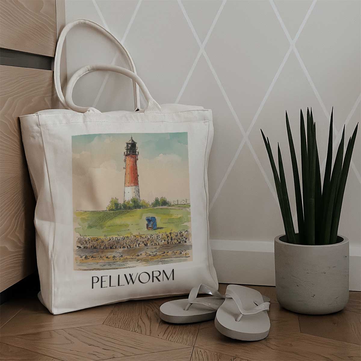 pellworm-schleswig-holstein-deutschland-einkaufstasche-aquarell