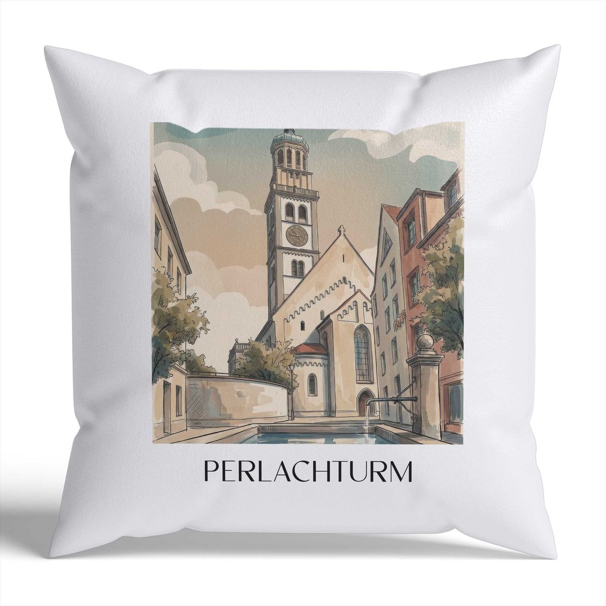perlachturm-augsburg-deutschland-kissenbezug-aquarell