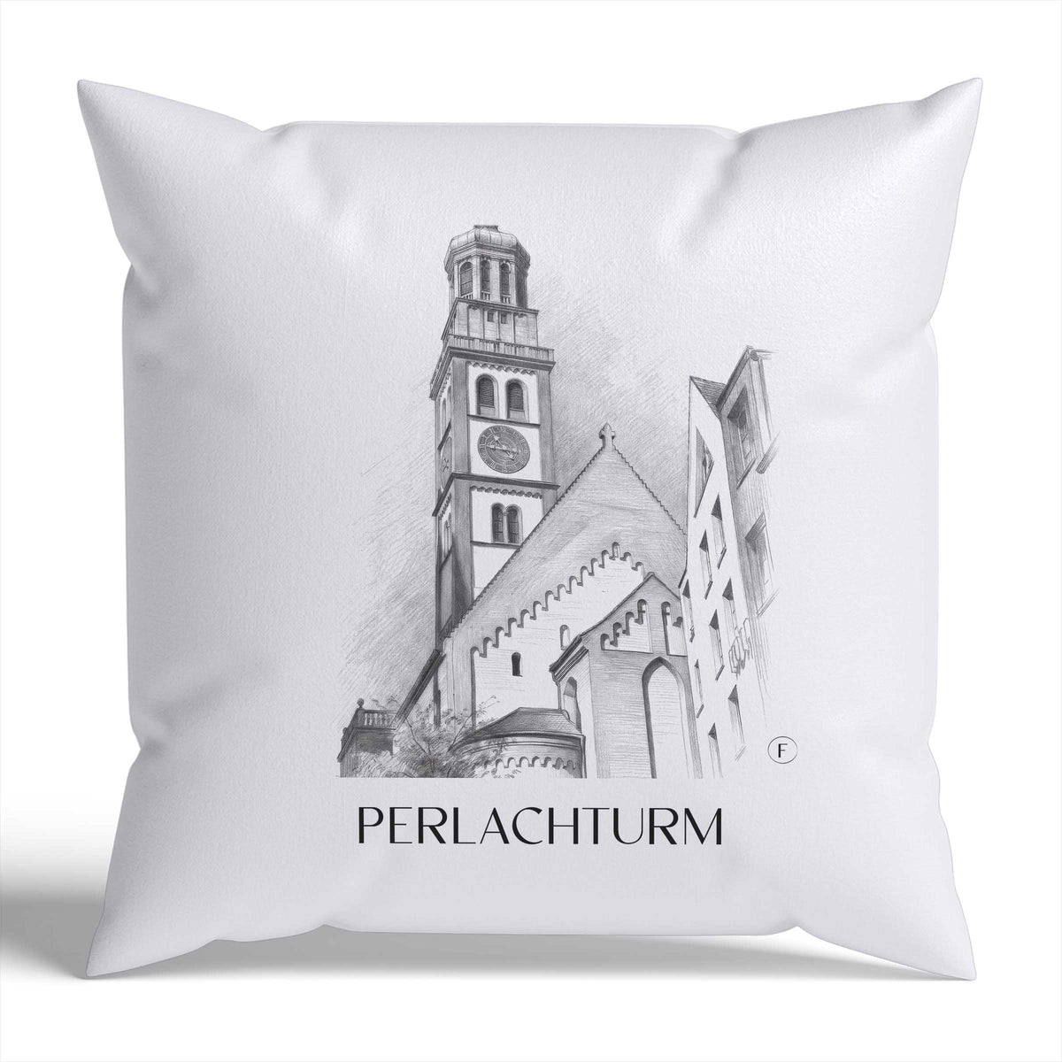 perlachturm-augsburg-deutschland-kissenbezug-bleistift-zeichnung-drawing