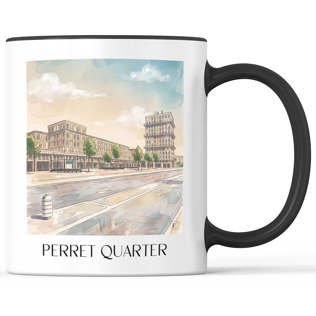 Perret-Viertel Kaffeebecher - Le Havre - Frankreich Becher - Kaffeetasse im Aquarell Stil - favplace