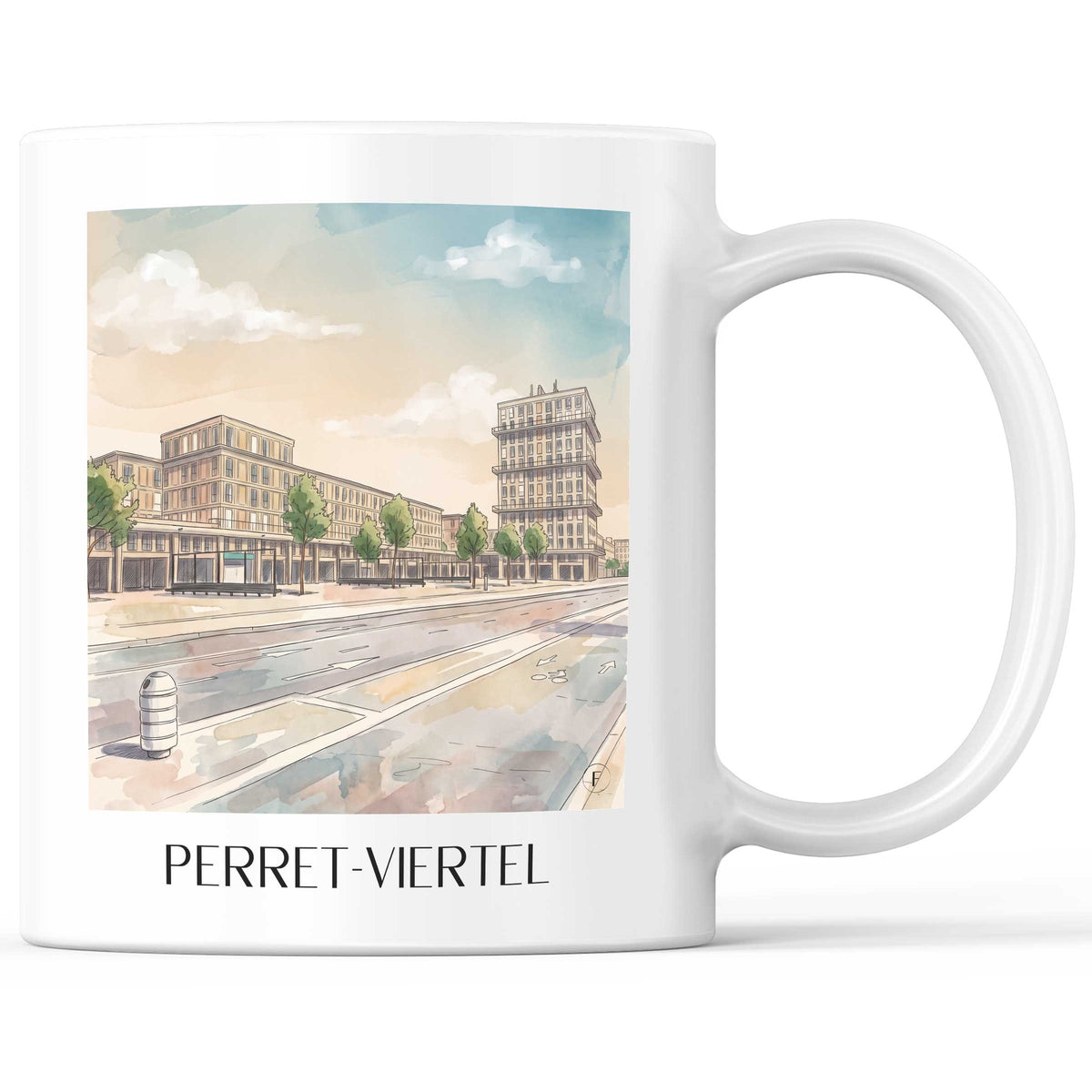 Perret-Viertel Kaffeebecher - Le Havre - Frankreich Becher - Kaffeetasse im Aquarell Stil - favplace