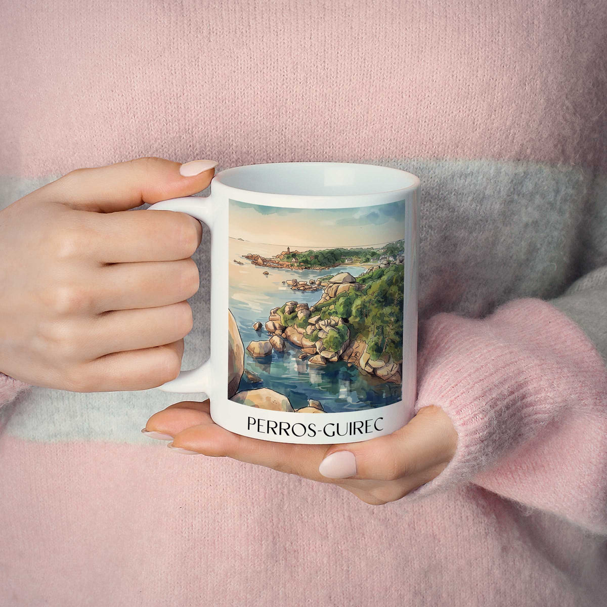 perros-guirec-côte-de-granit-rose-frankreich-kaffeebecher-aquarell