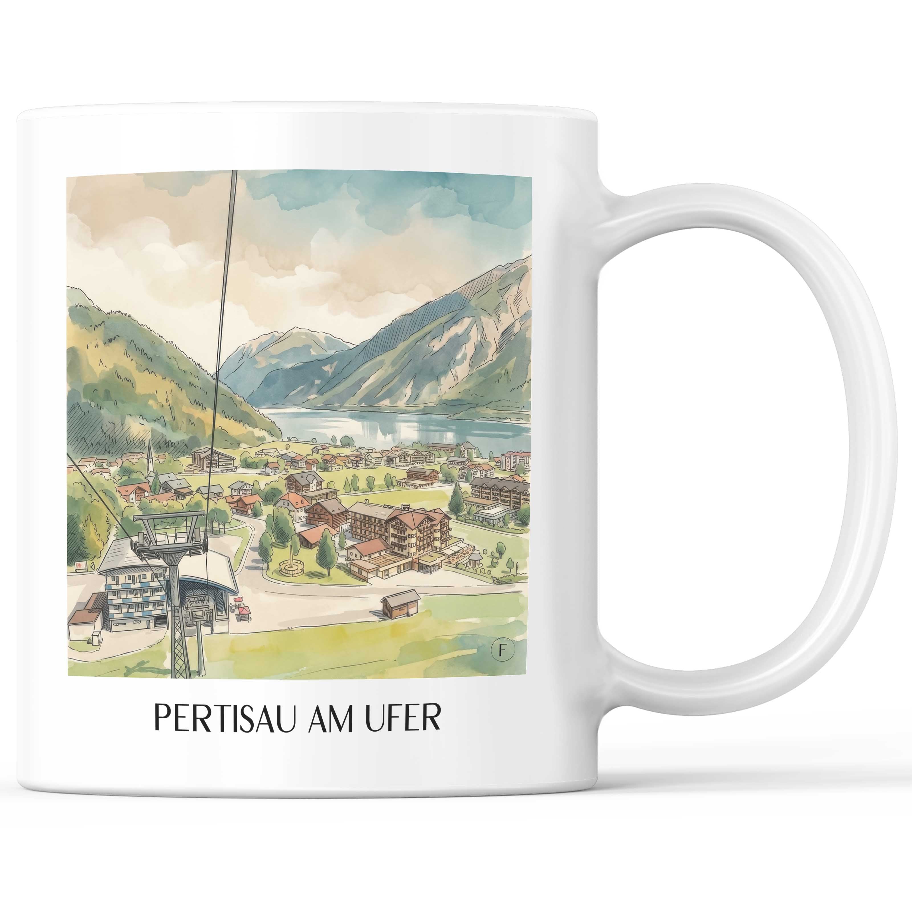 pertisau-am-ufer-achensee-österreich-kaffeebecher-aquarell