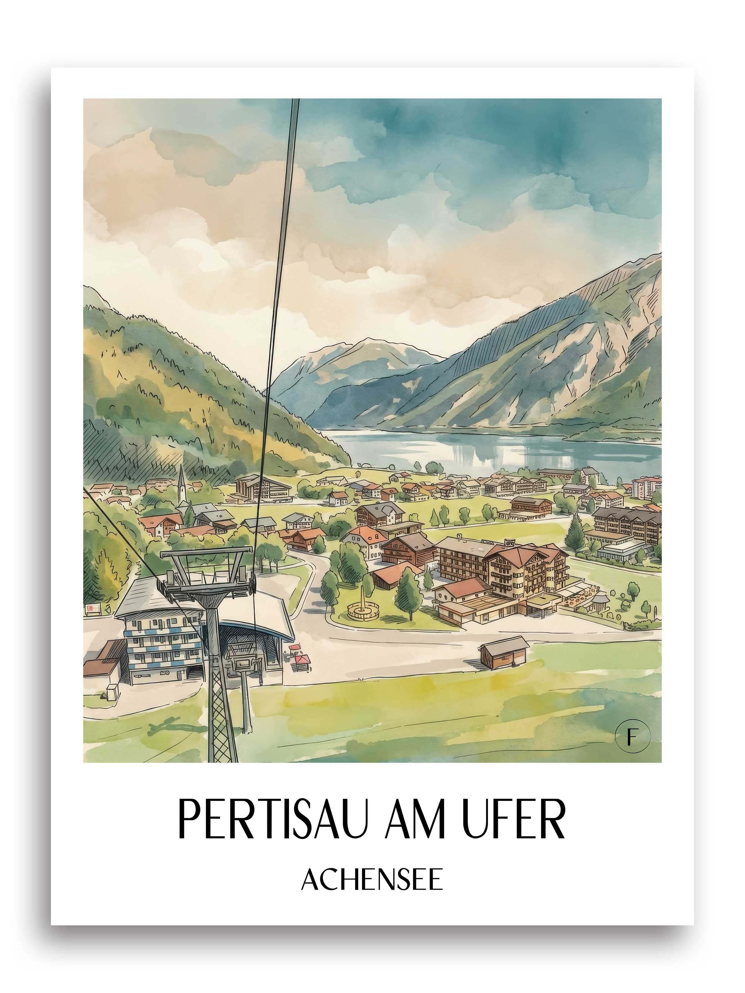 pertisau-am-ufer-achensee-österreich-poster-aquarell