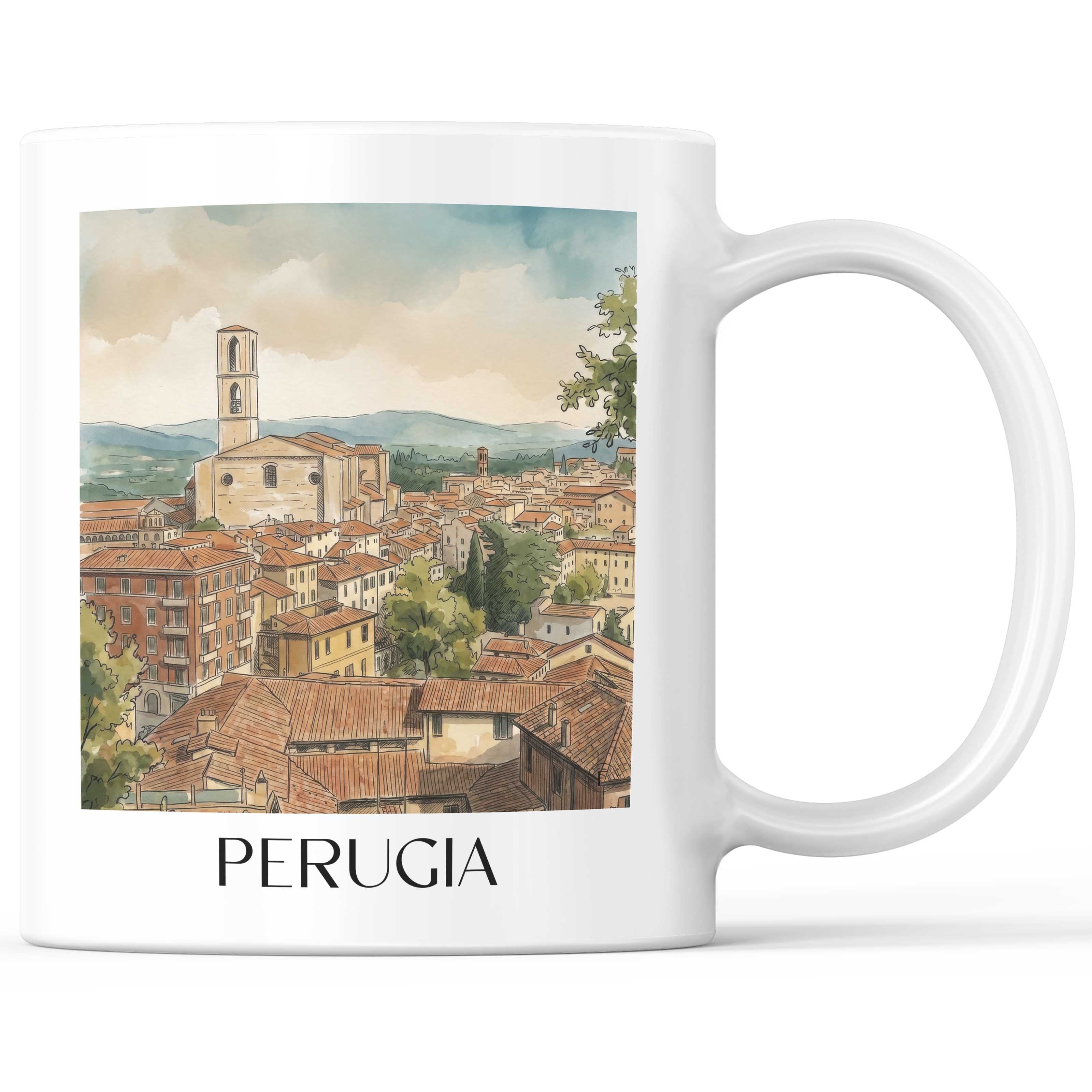 Perugia Kaffeebecher - Umbrien - Italien Becher - Kaffeetasse im Aquarell Stil - favplace