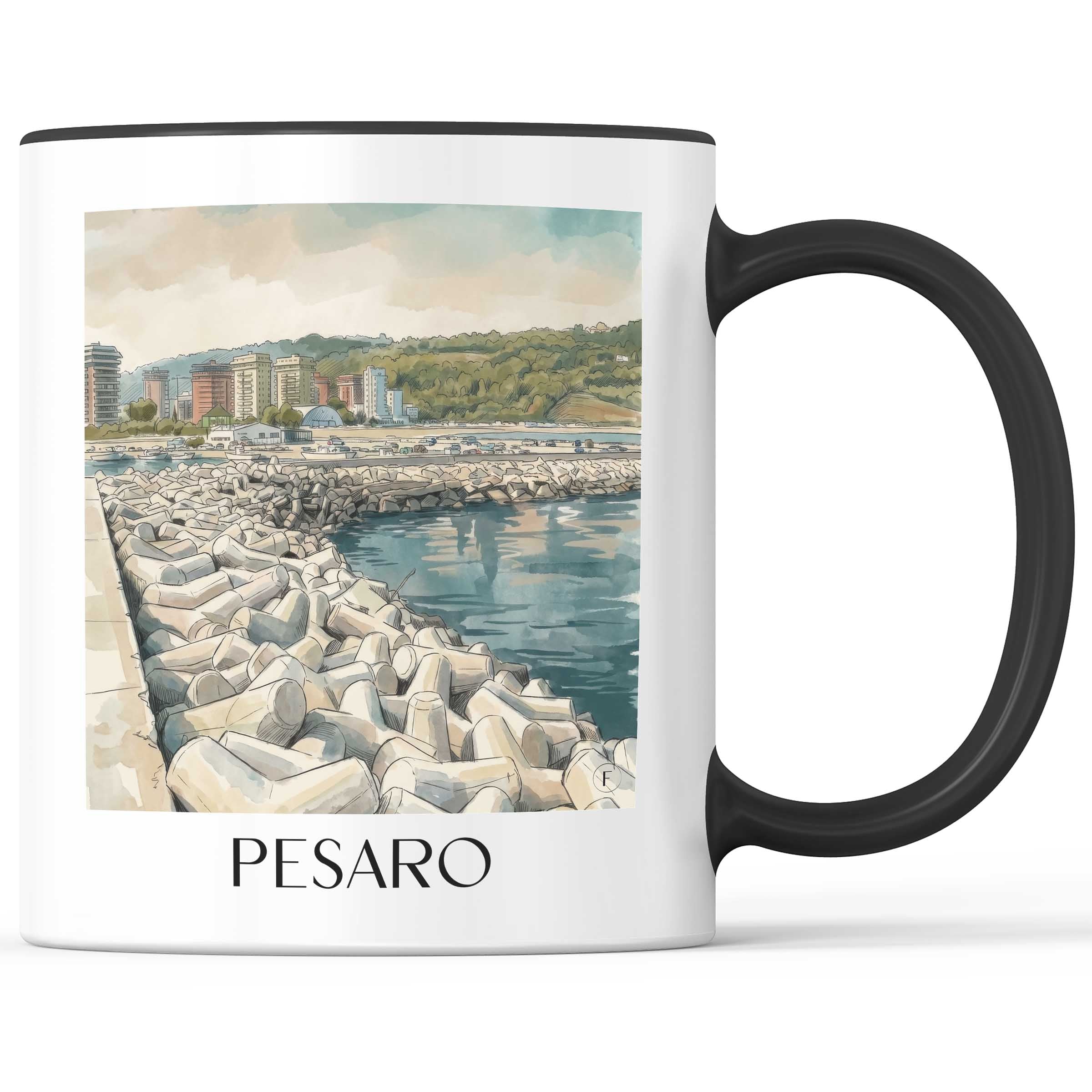 Pesaro Kaffeebecher - Marken - Italien Becher - Kaffeetasse im Aquarell Stil - favplace