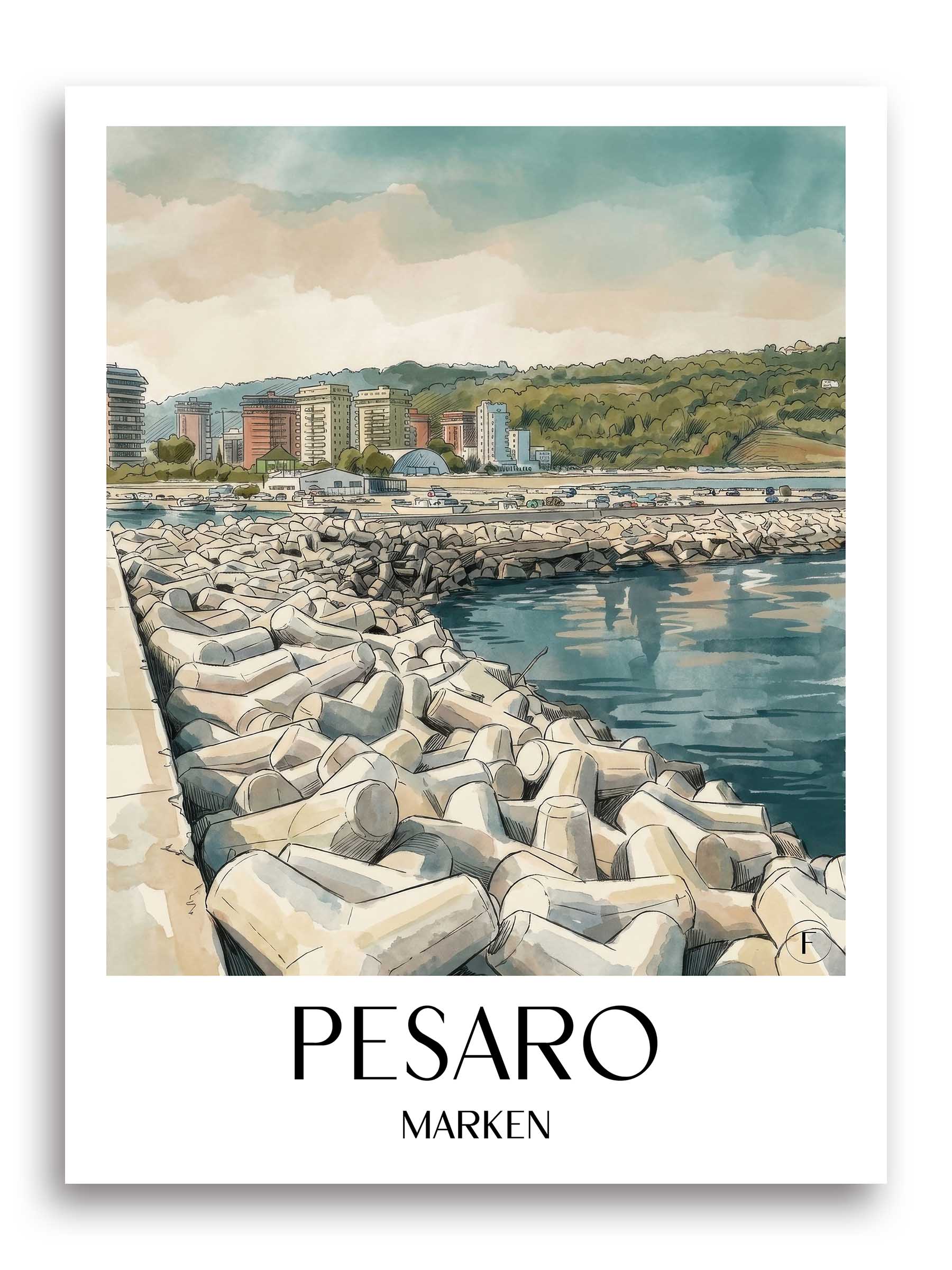 pesaro--marken-italien-poster-aquarell
