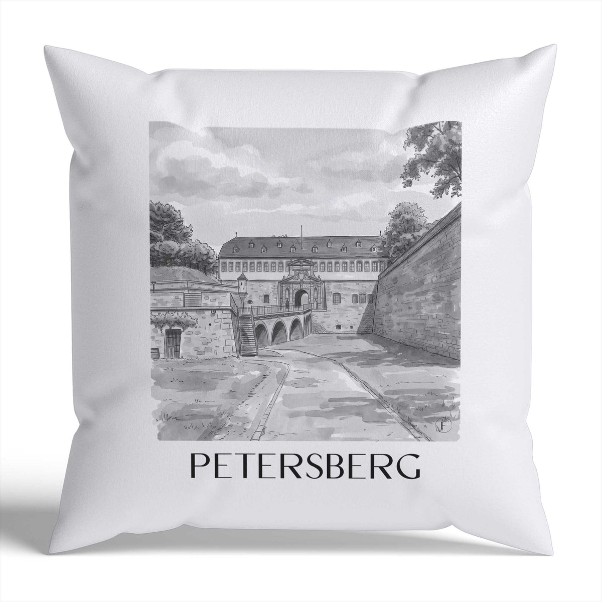 petersberg-erfurt-deutschland-kissenbezug-aquarell-schwarz-weiss
