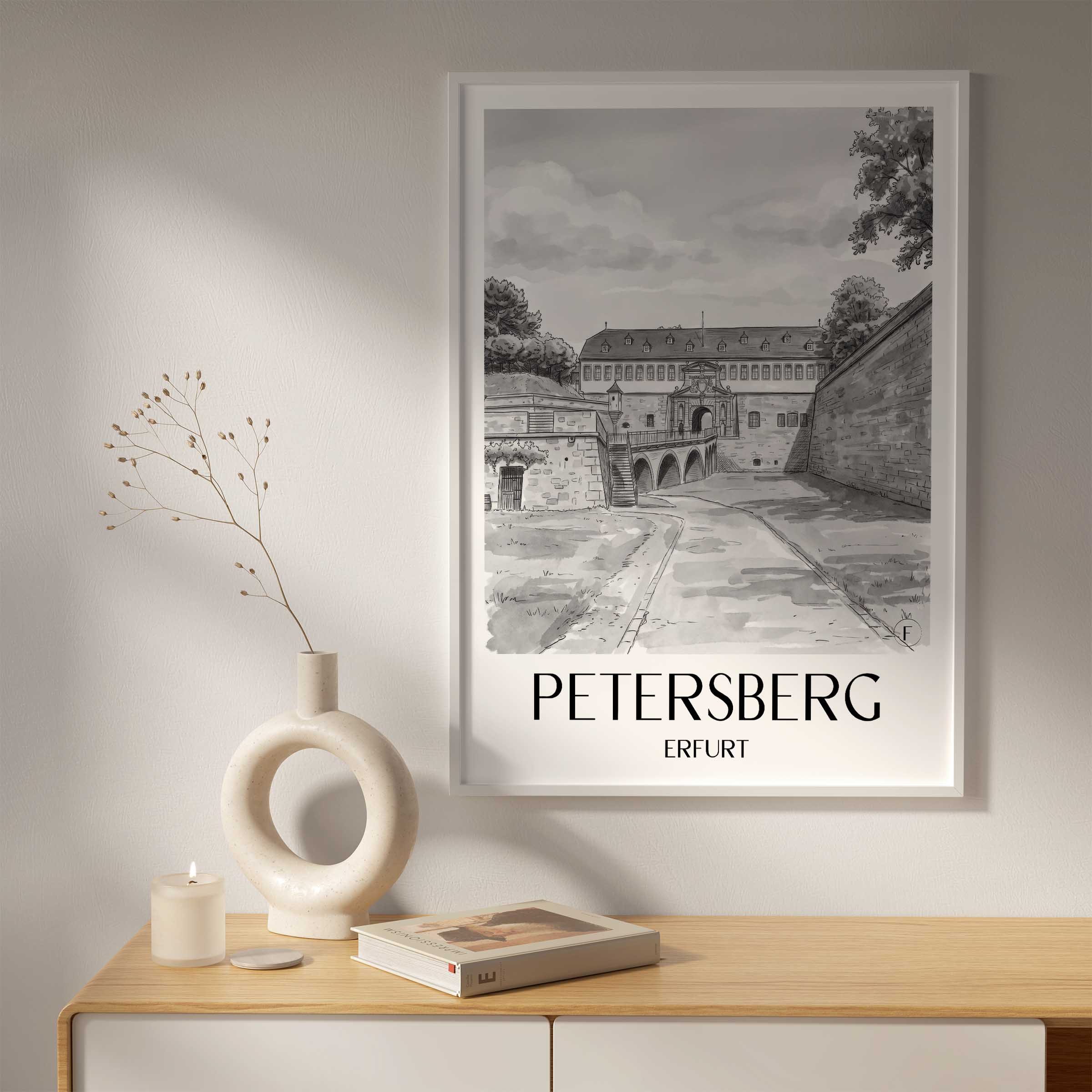 petersberg-erfurt-deutschland-poster-aquarell-schwarz-weiss
