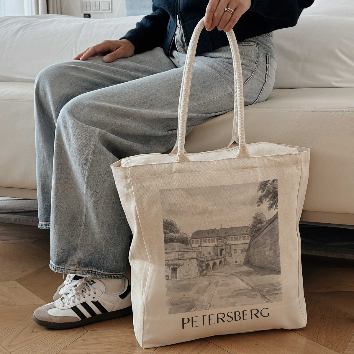 petersberg-erfurt-deutschland-einkaufstasche-aquarell-schwarz-weiss