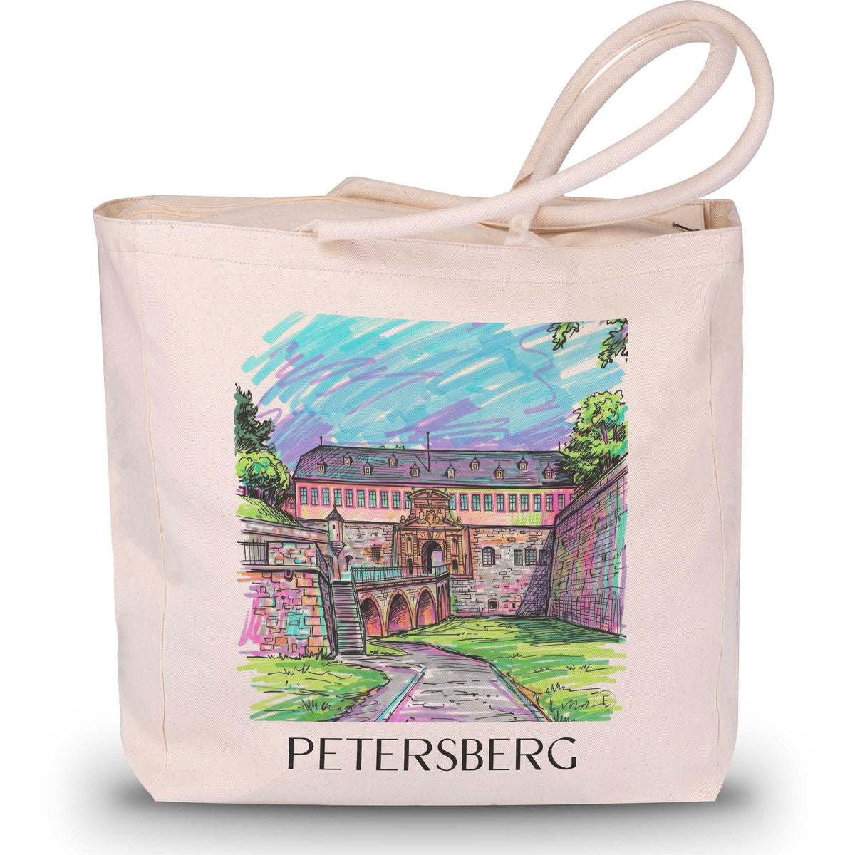Petersberg Shopping Tasche - Erfurt - Deutschland Tote Bag - Einkaufstasche im Tag Graffiti Stil - favplace