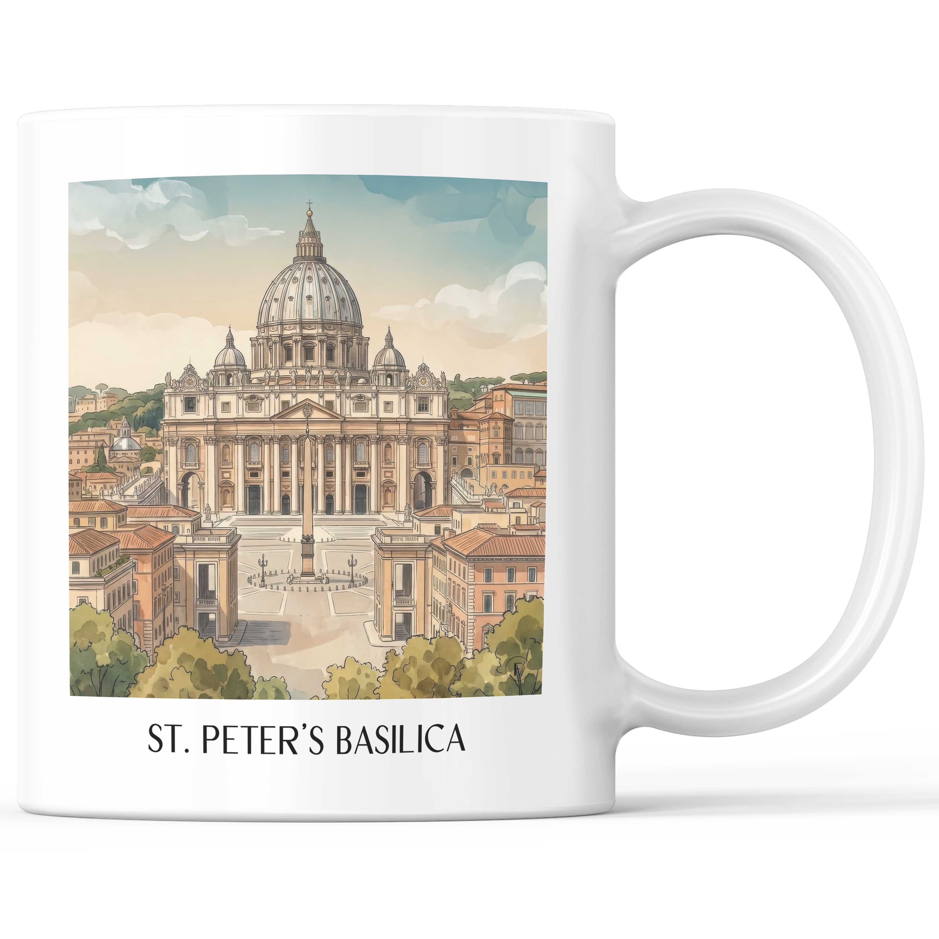 Petersdom Kaffeebecher - Vatikanstadt - Italien Becher - Kaffeetasse im Aquarell Stil - favplace