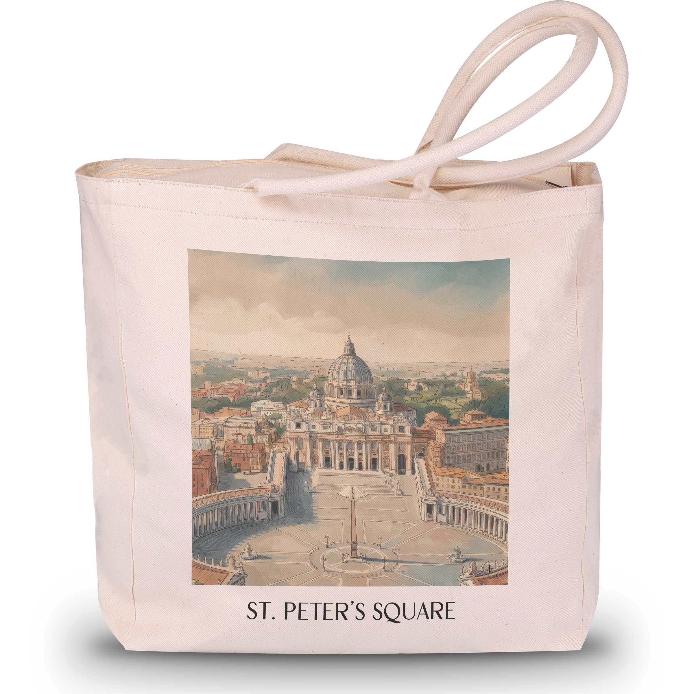 Petersplatz Shopping Tasche - Vatikanstadt - Italien Tote Bag - Einkaufstasche im Aquarell Stil - favplace