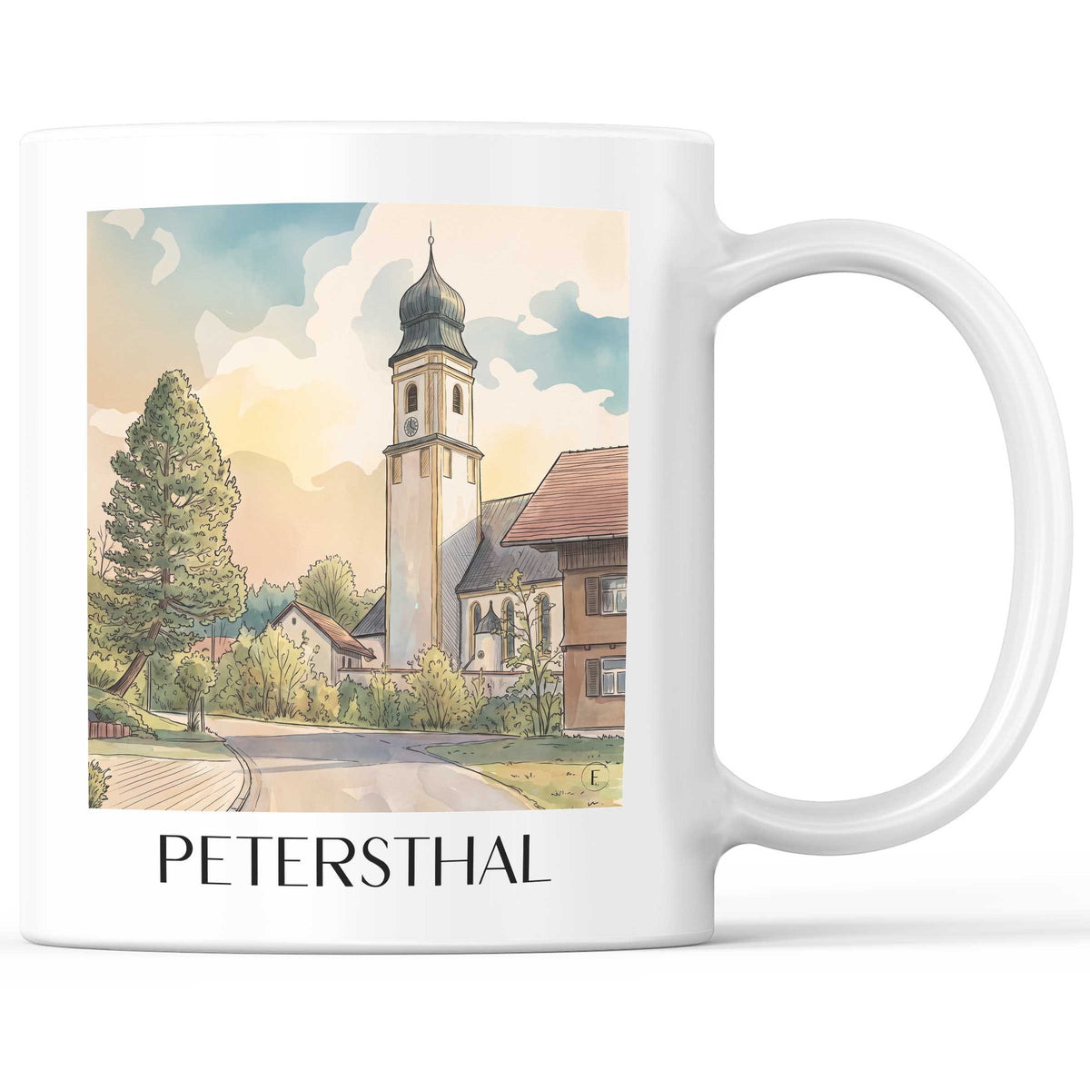 Petersthal Kaffeebecher - Oberallgäu - Deutschland Becher - Kaffeetasse im Aquarell Stil - favplace