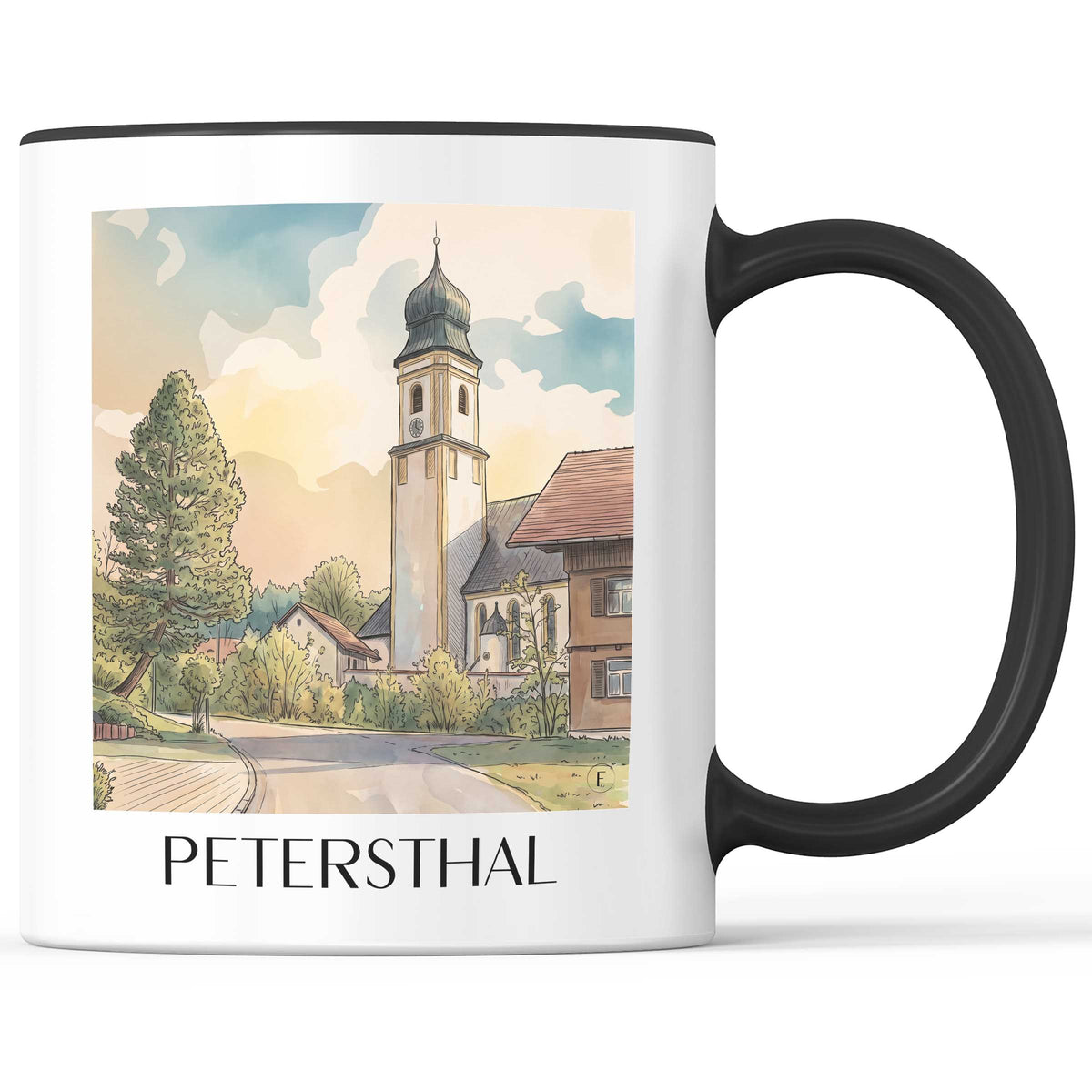 Petersthal Kaffeebecher - Oberallgäu - Deutschland Becher - Kaffeetasse im Aquarell Stil - favplace