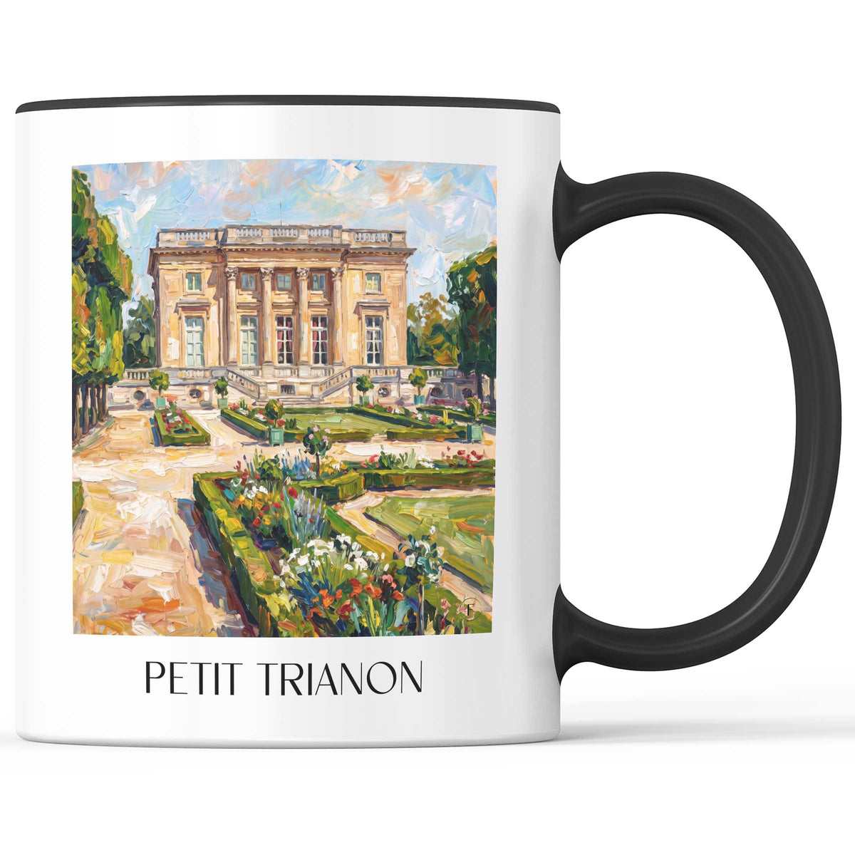 Petit Trianon Kaffeebecher - Versailles - Frankreich Becher - Kaffeetasse im Ölgemälde Stil