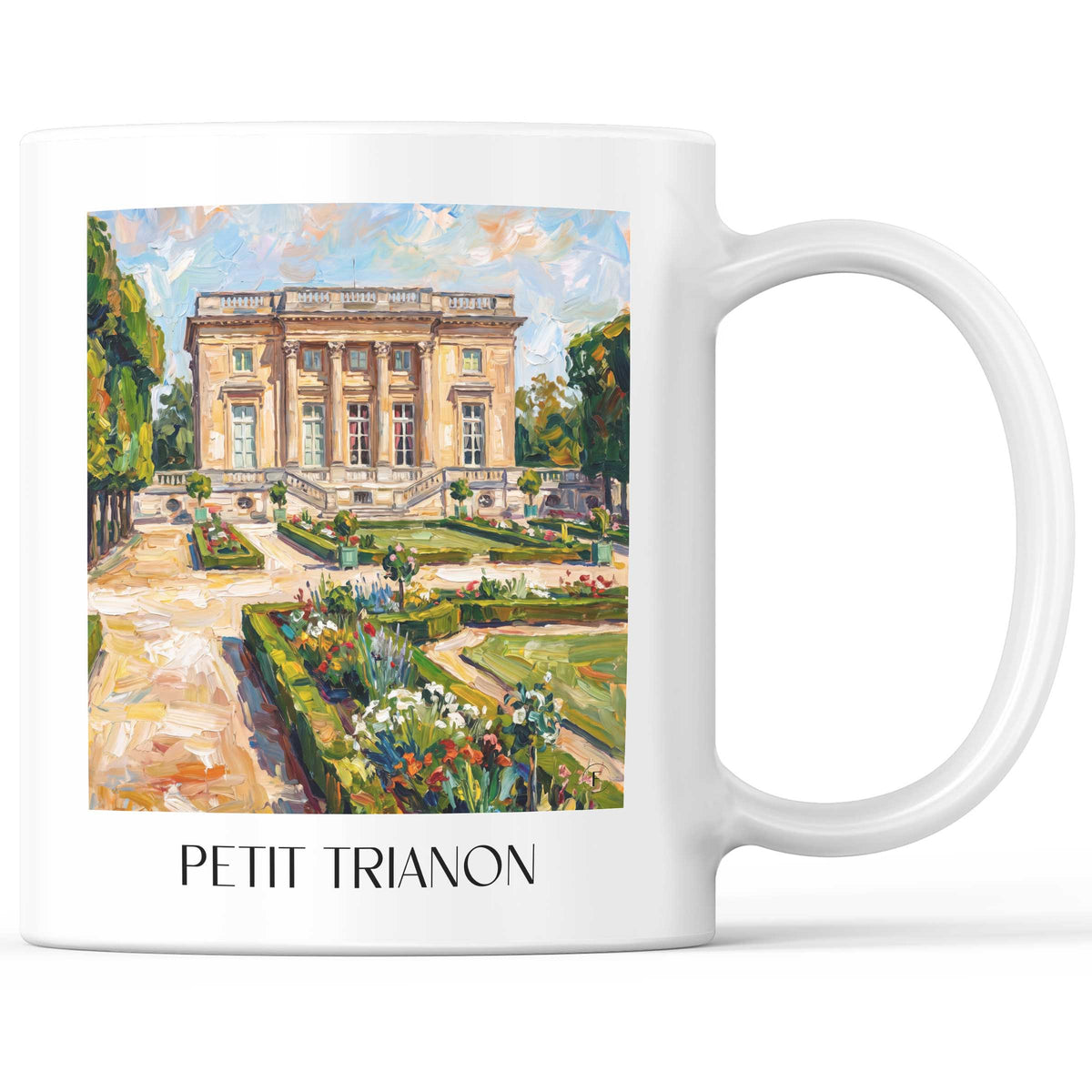 Petit Trianon Kaffeebecher - Versailles - Frankreich Becher - Kaffeetasse im Ölgemälde Stil