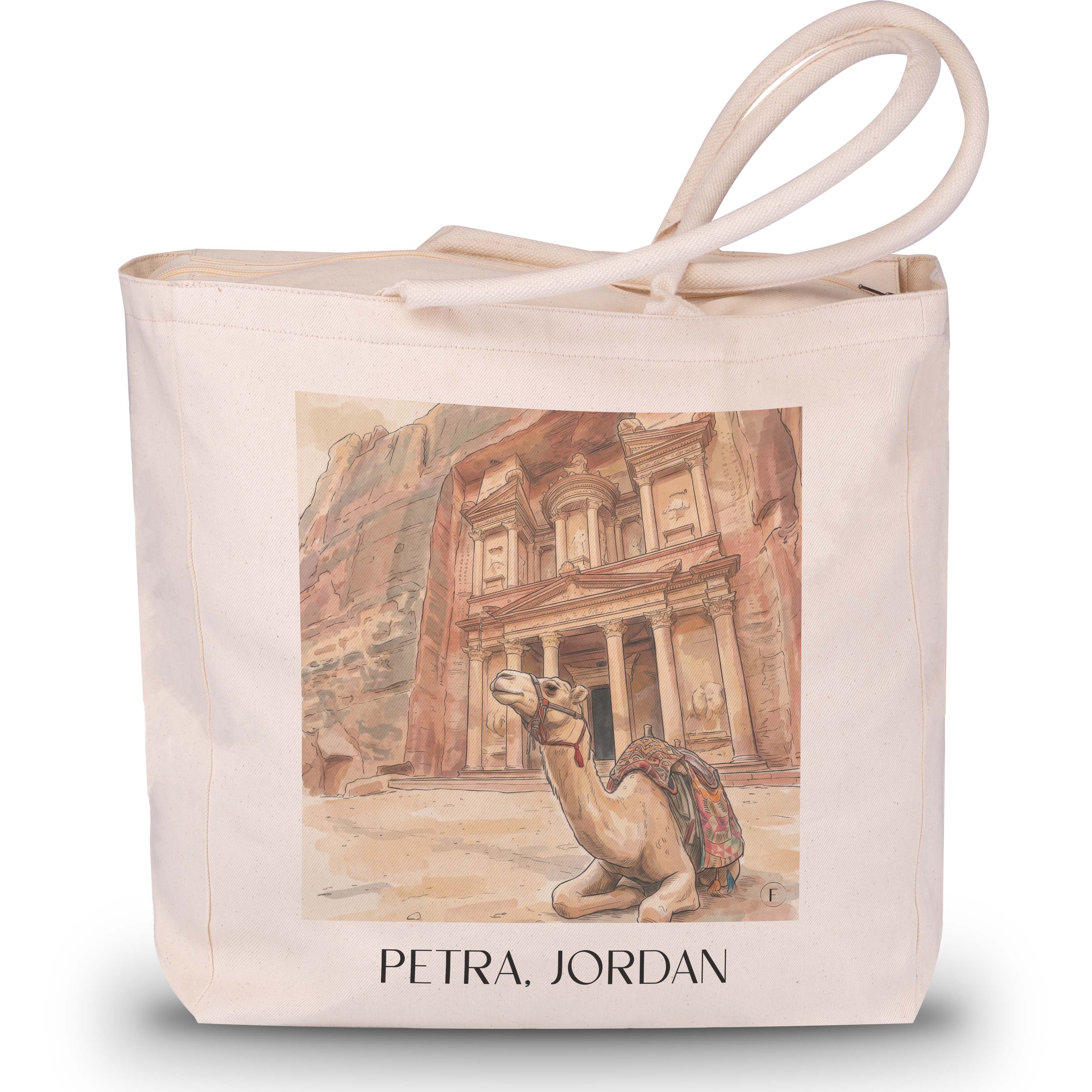 Petra, Jordanien - Jordanien Tote Bag - Einkaufstasche im Aquarell Stil - favplace