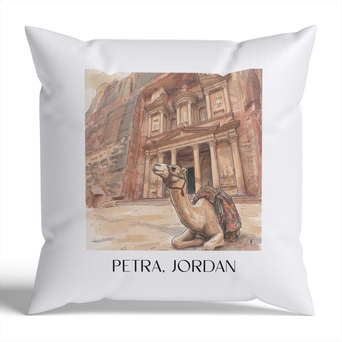 Petra, Jordanien Kissenhülle - Zierkissen Bezug - Jordanien - Jordanien Kissen bzw. Kissenbezug im Aquarell Stil - favplace