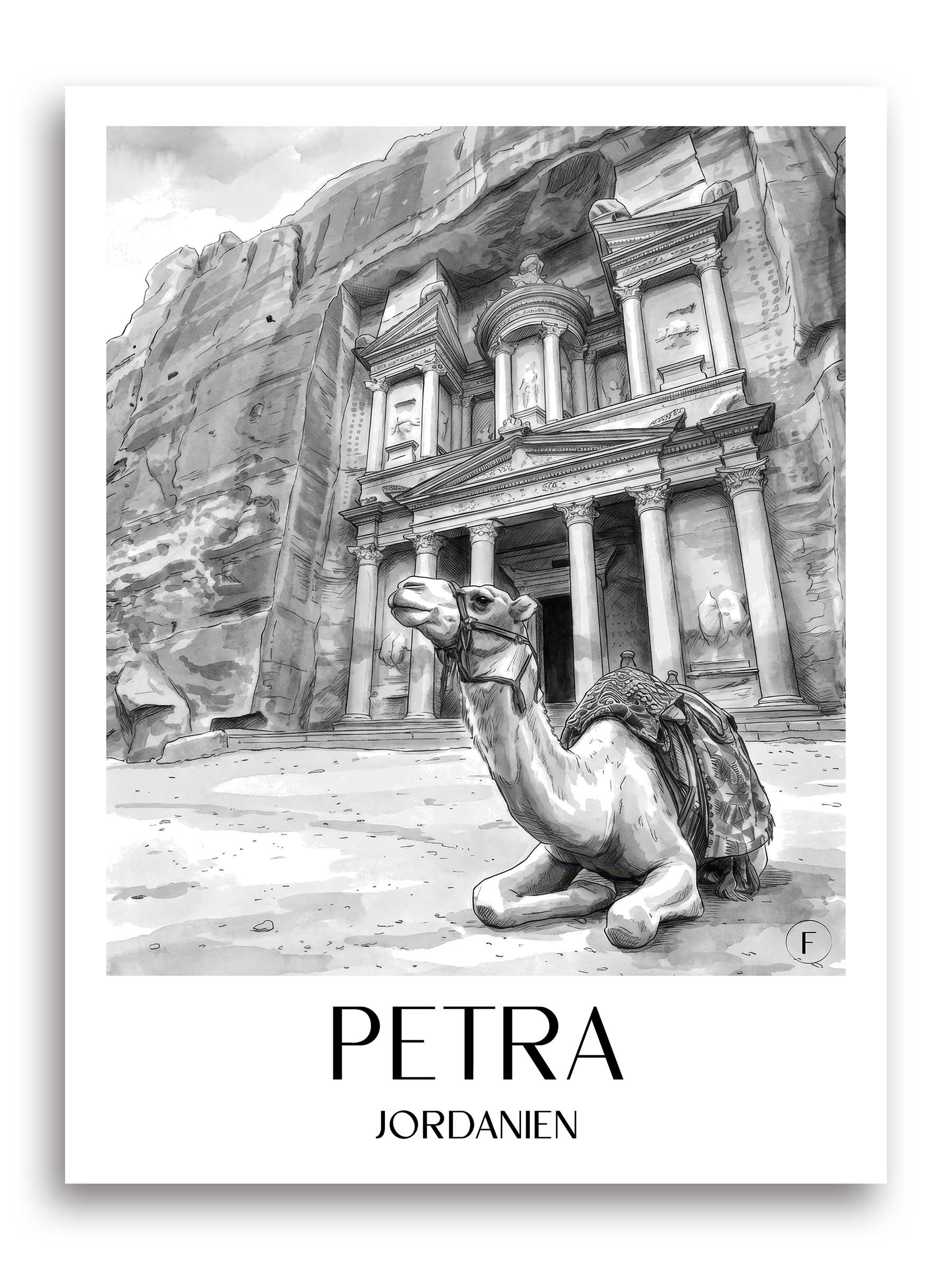petra,-jordanien-jordanien-poster-aquarell-schwarz-weiss