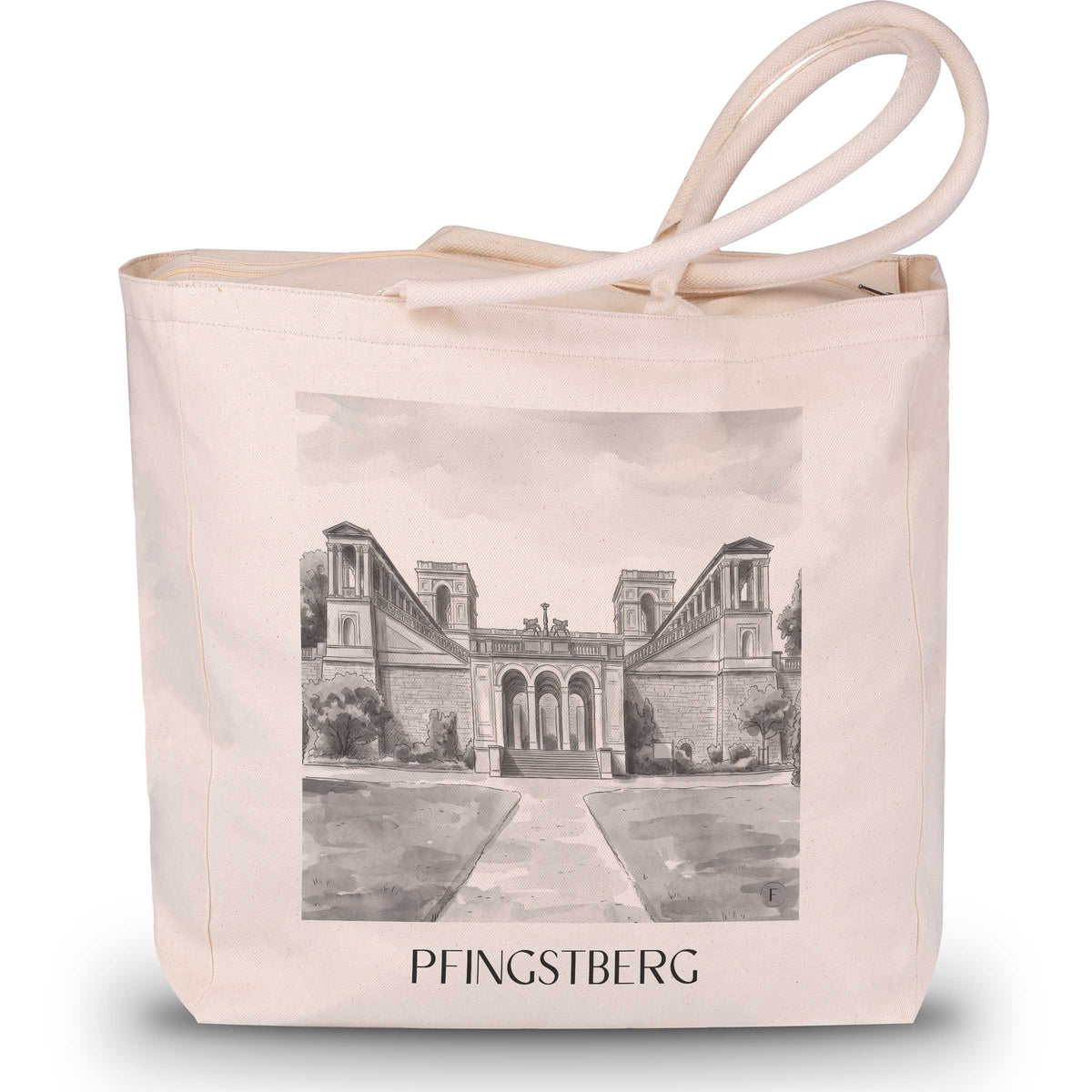 Pfingstberg Shopping Tasche - Potsdam - Deutschland Tote Bag - Einkaufstasche im Aquarell Schwarz-Weiß Stil - favplace