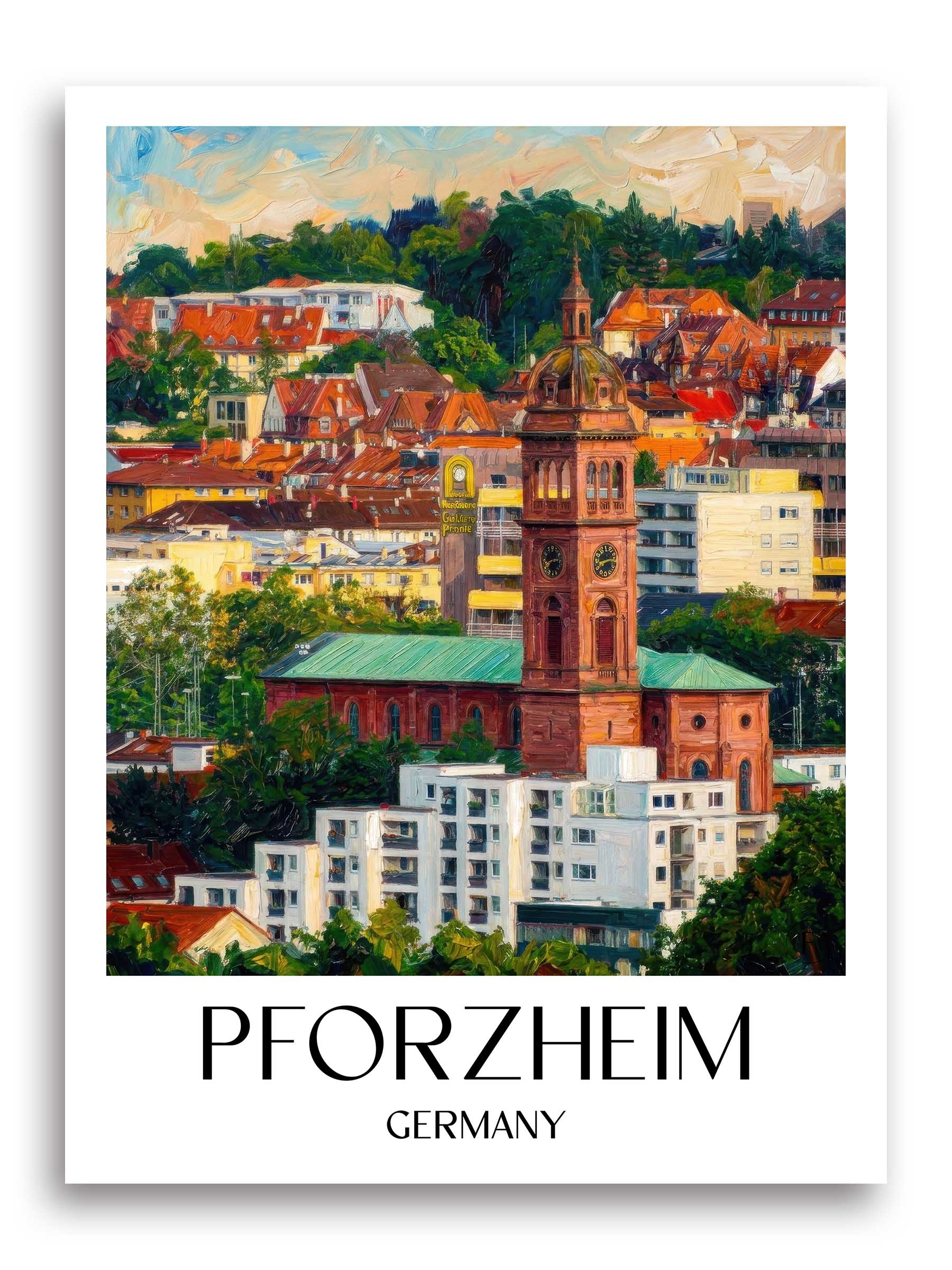 Pforzheim Poster - Baden-Württemberg - Deutschland Kunstdruck - Ölgemälde von A4 bis A1 - favplace
