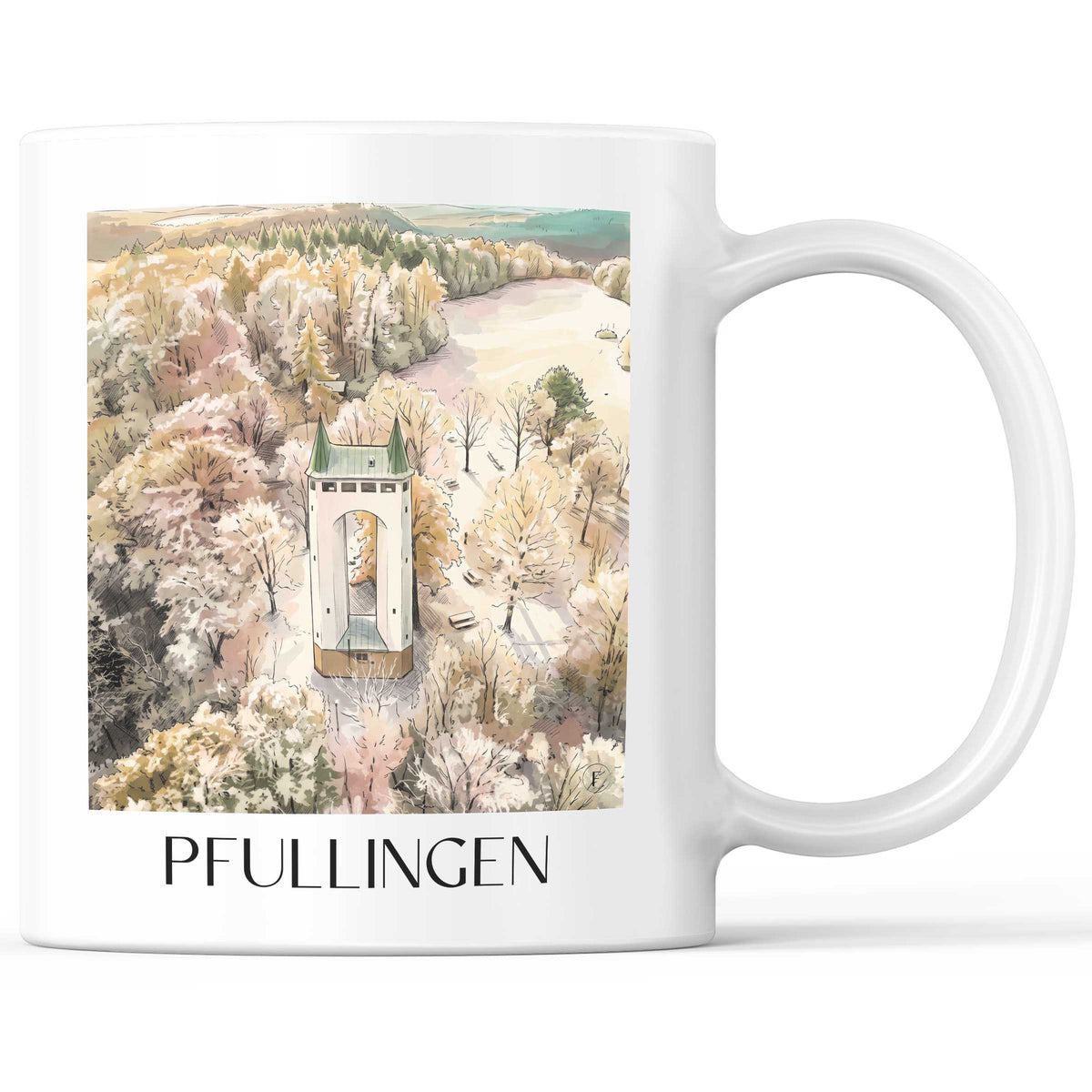 Pfullingen Kaffeebecher - Schwäbische Alb - Deutschland Becher - Kaffeetasse im Aquarell Stil
